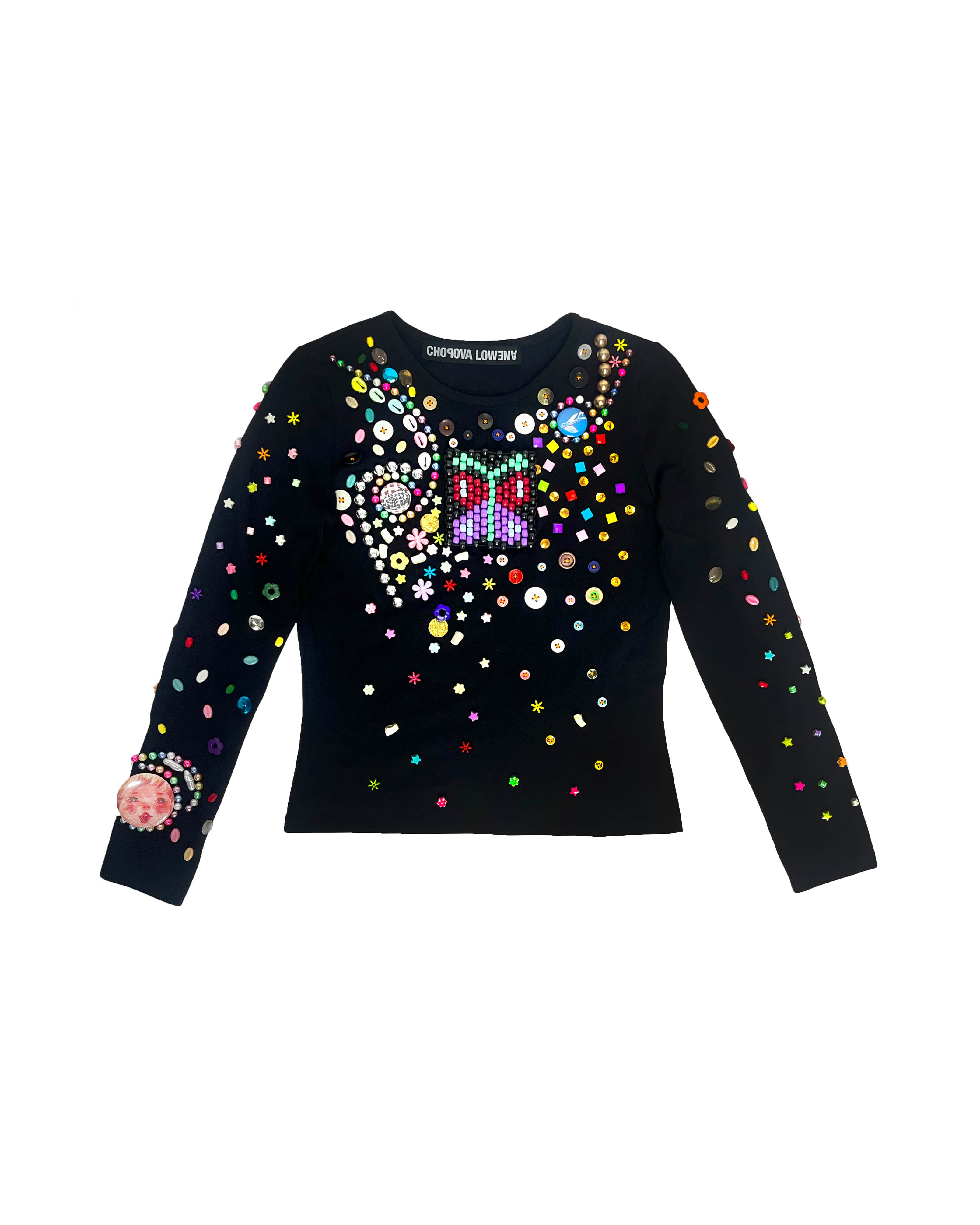 Night Defunct Beaded Jersey Top