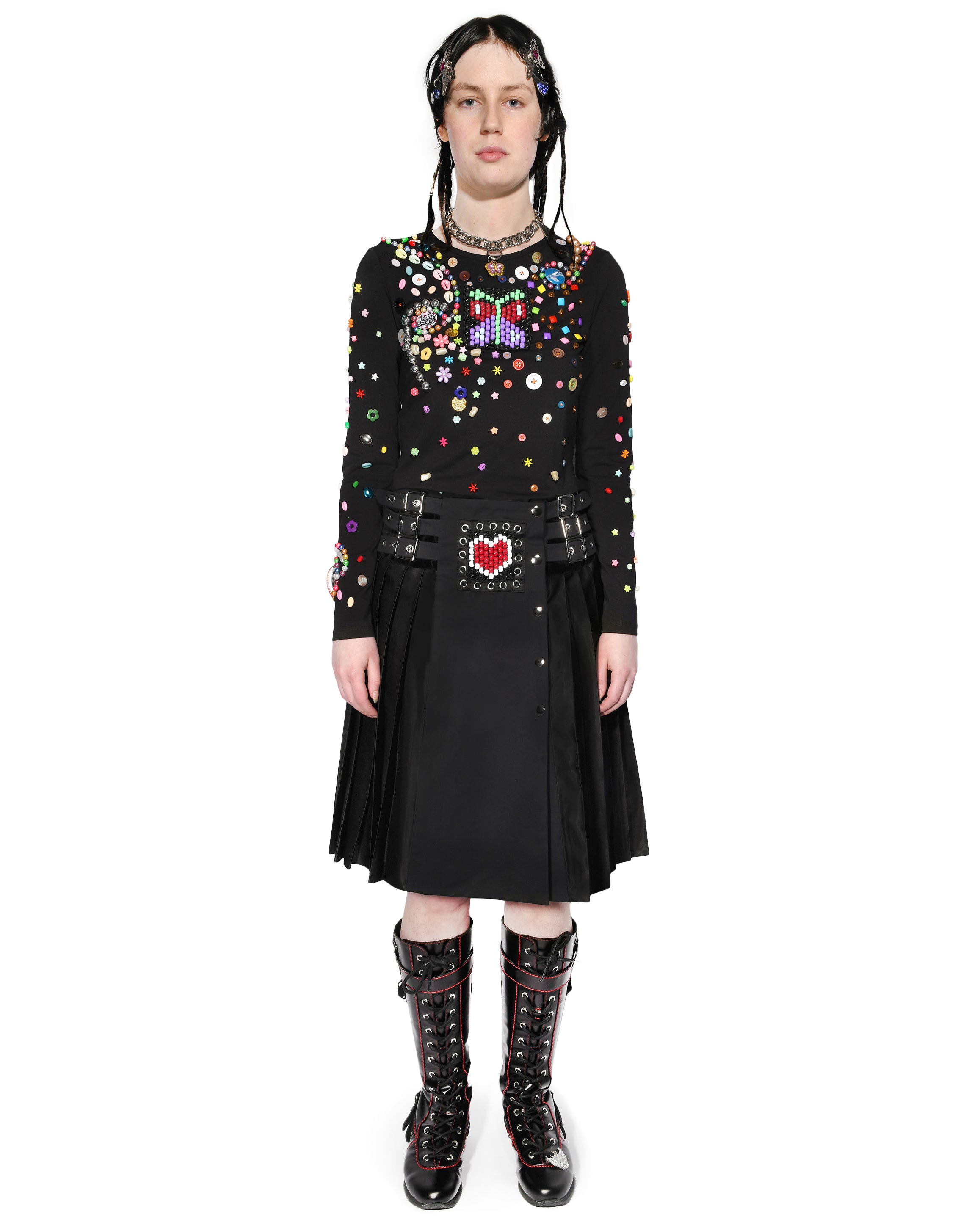 Night Defunct Beaded Jersey Top