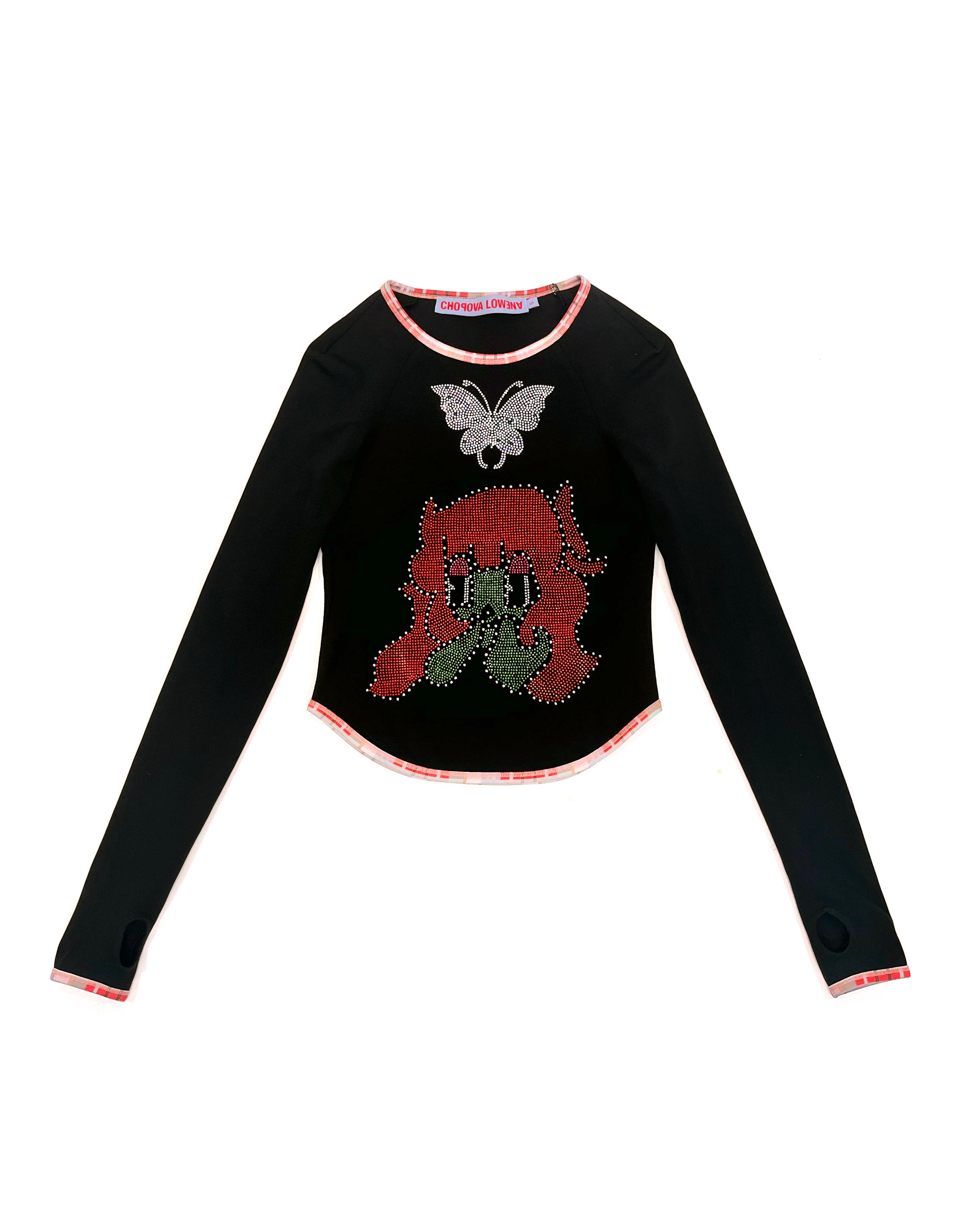 Tiny Crystal Fitted Jersey Top