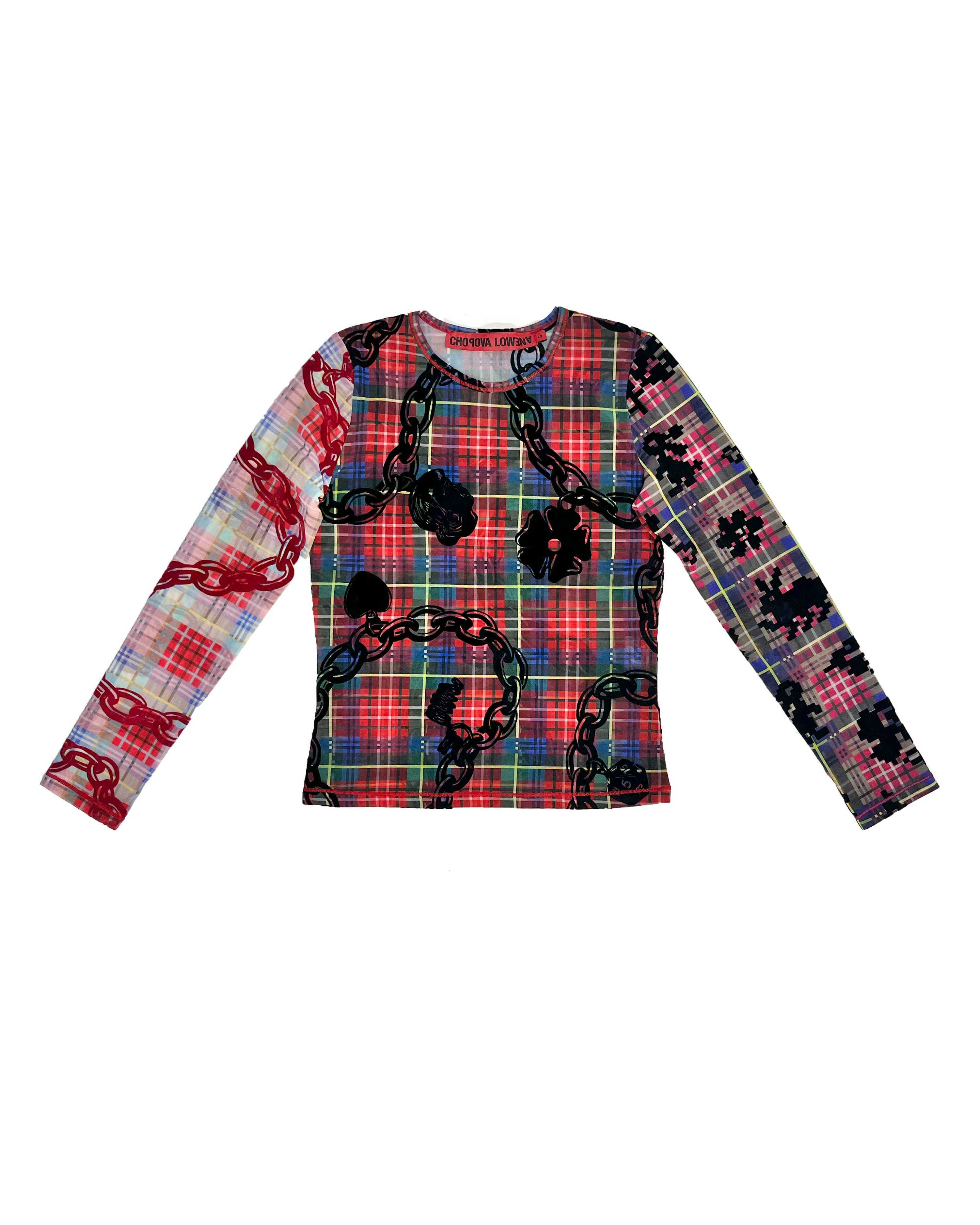 Lady Chain Flocked Mesh Top