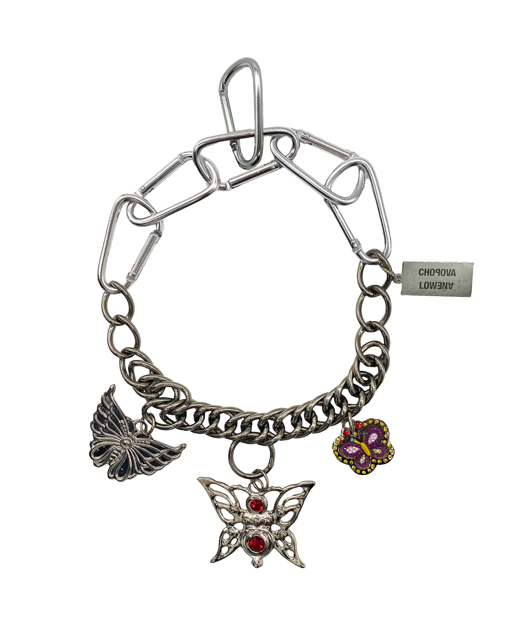 Three Butterflies Carabiner Necklace