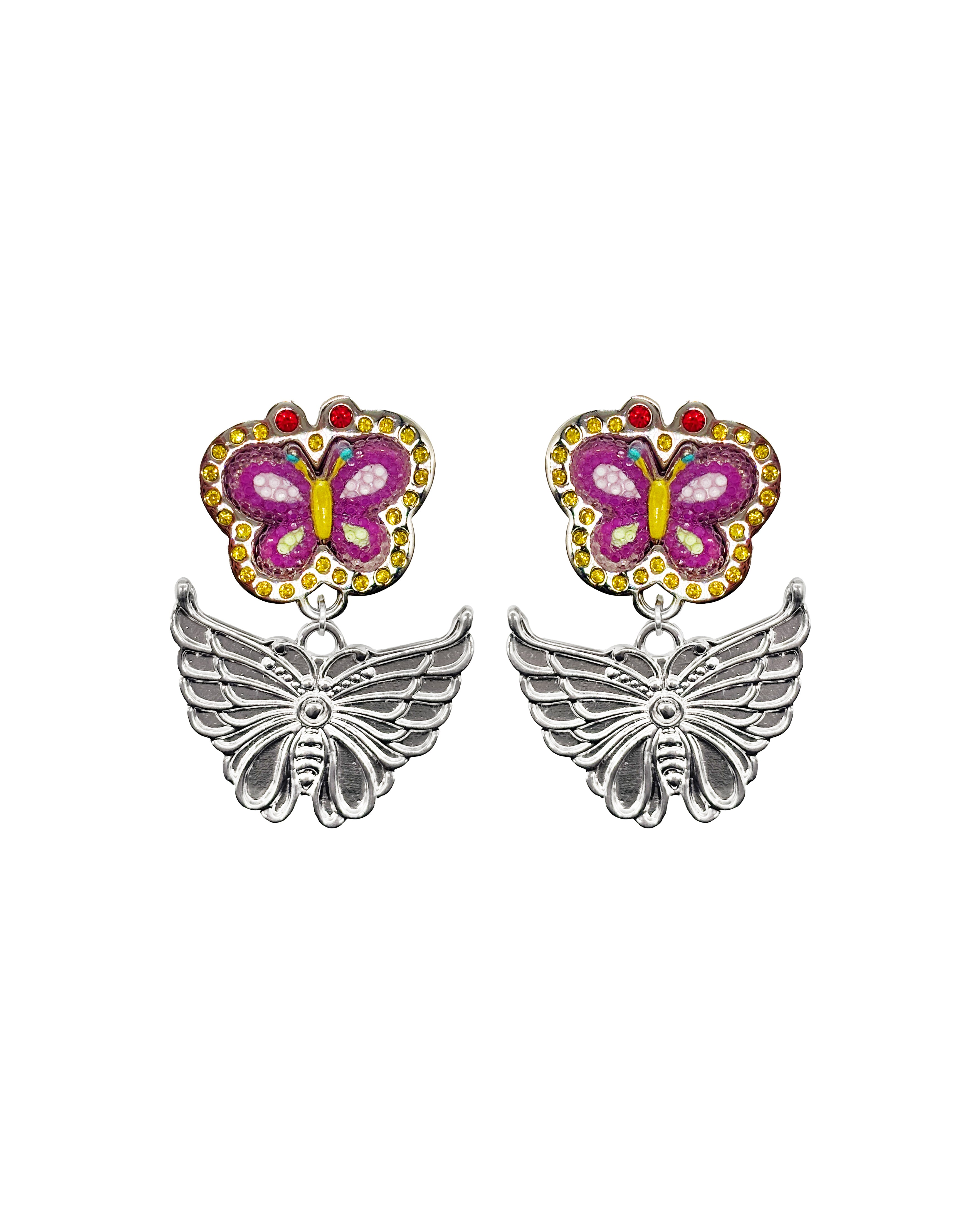 Stacked Butterfly Drop Earrings