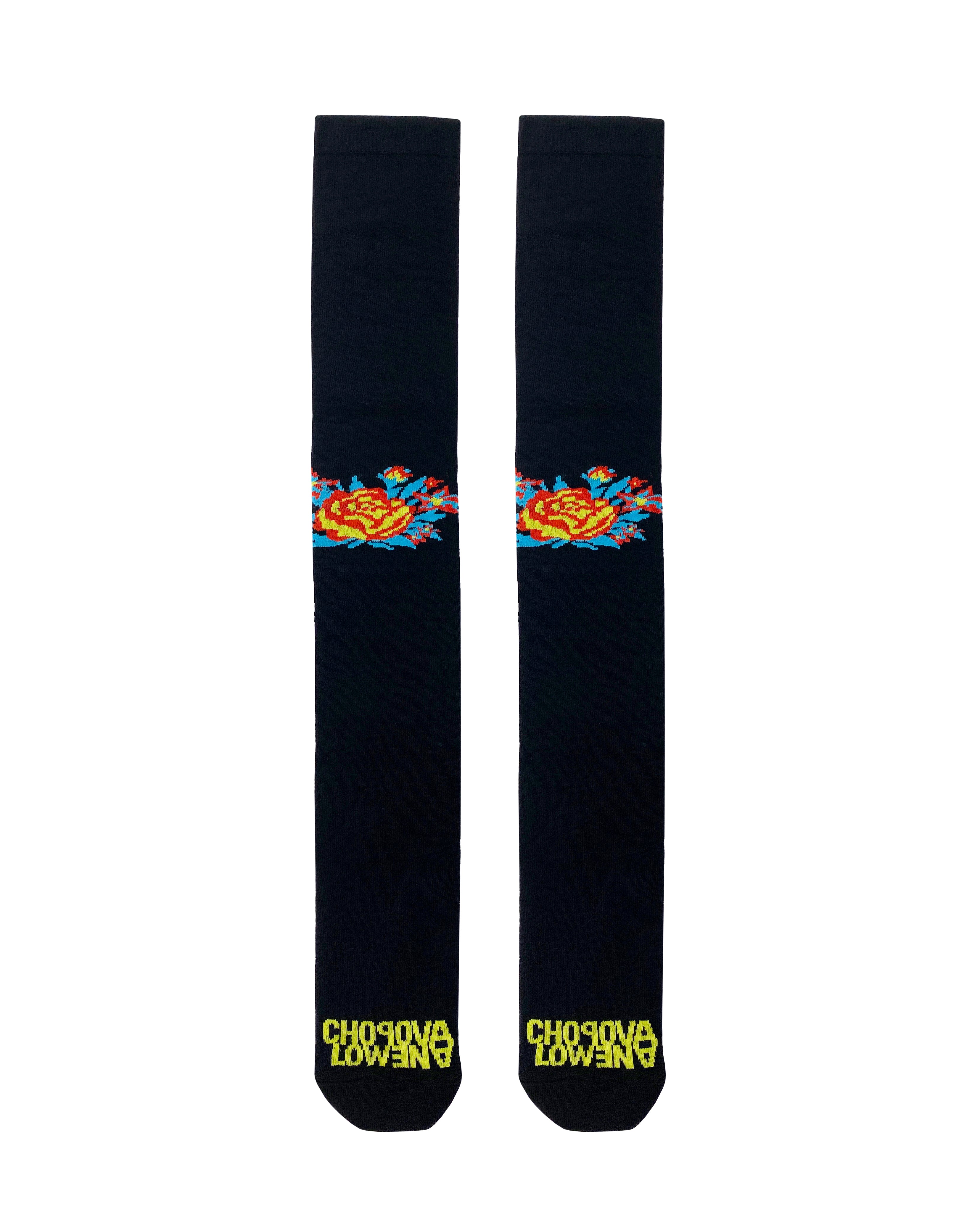 Black Bouquet Super Long Socks