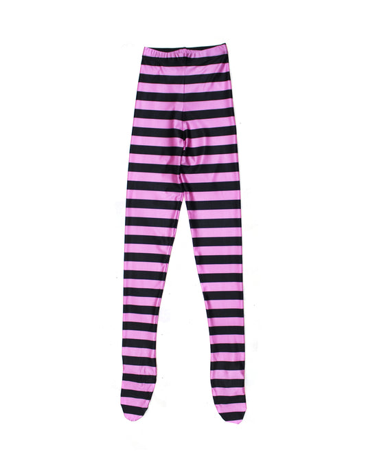 Black and Pink Stripe Lycra Leggings