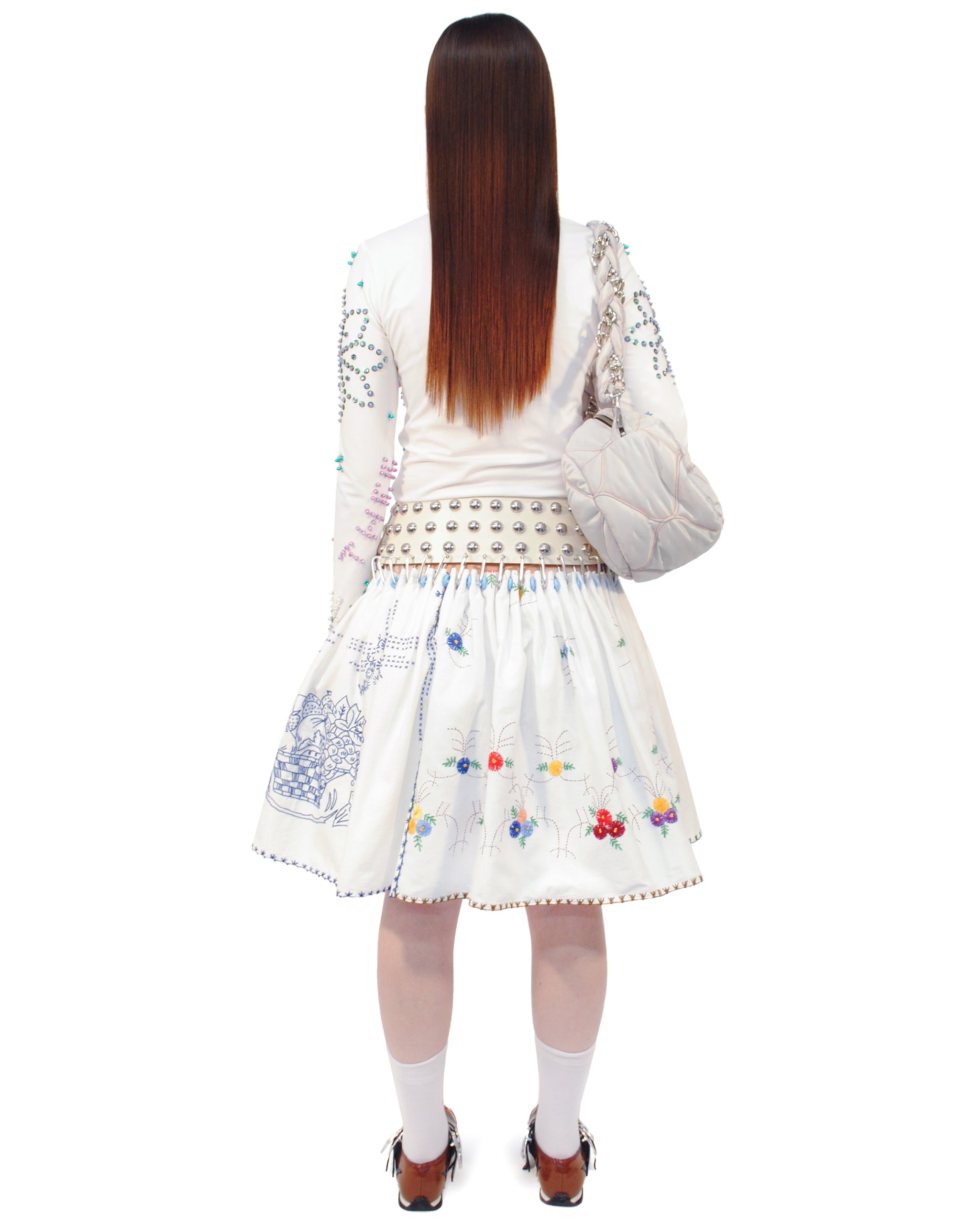 Exclusive Drawing Folkloric Knee Carabiner Skirt