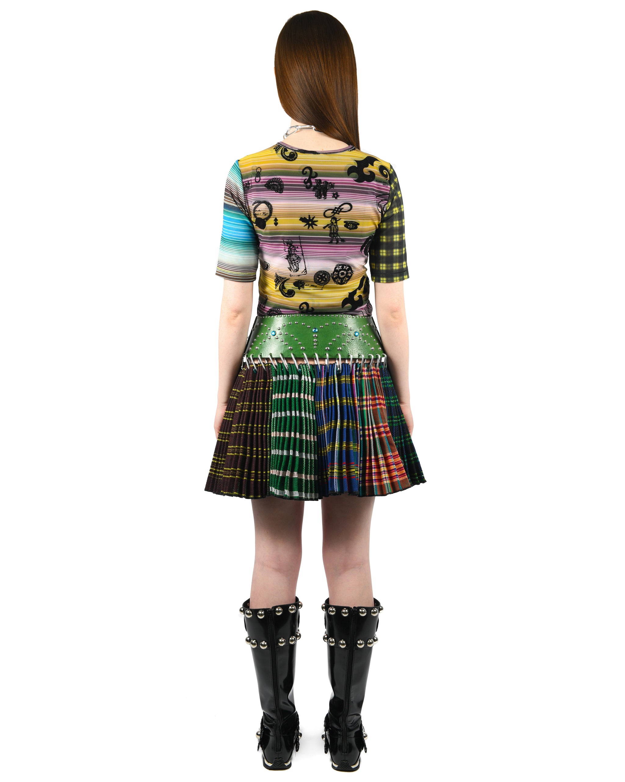 Exclusive Green Folkloric Mini Carabiner Skirt