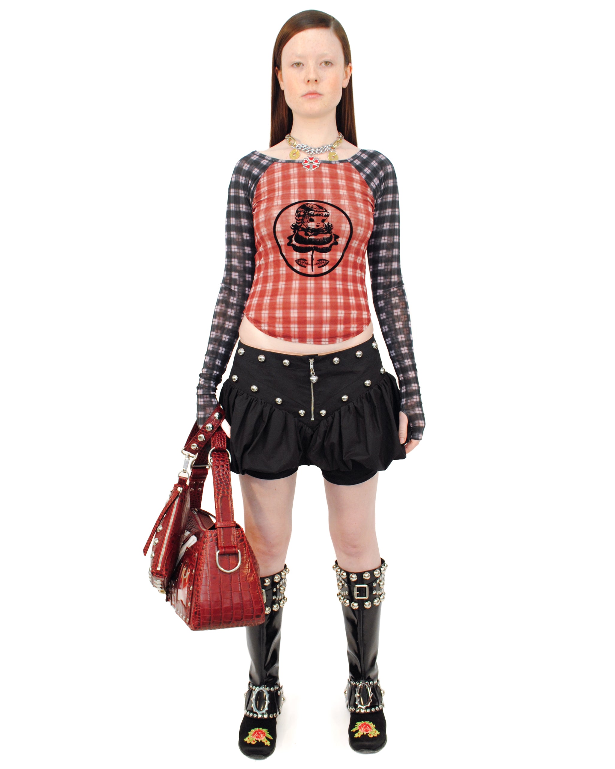 Angelica Flocked Long Sleeve Top