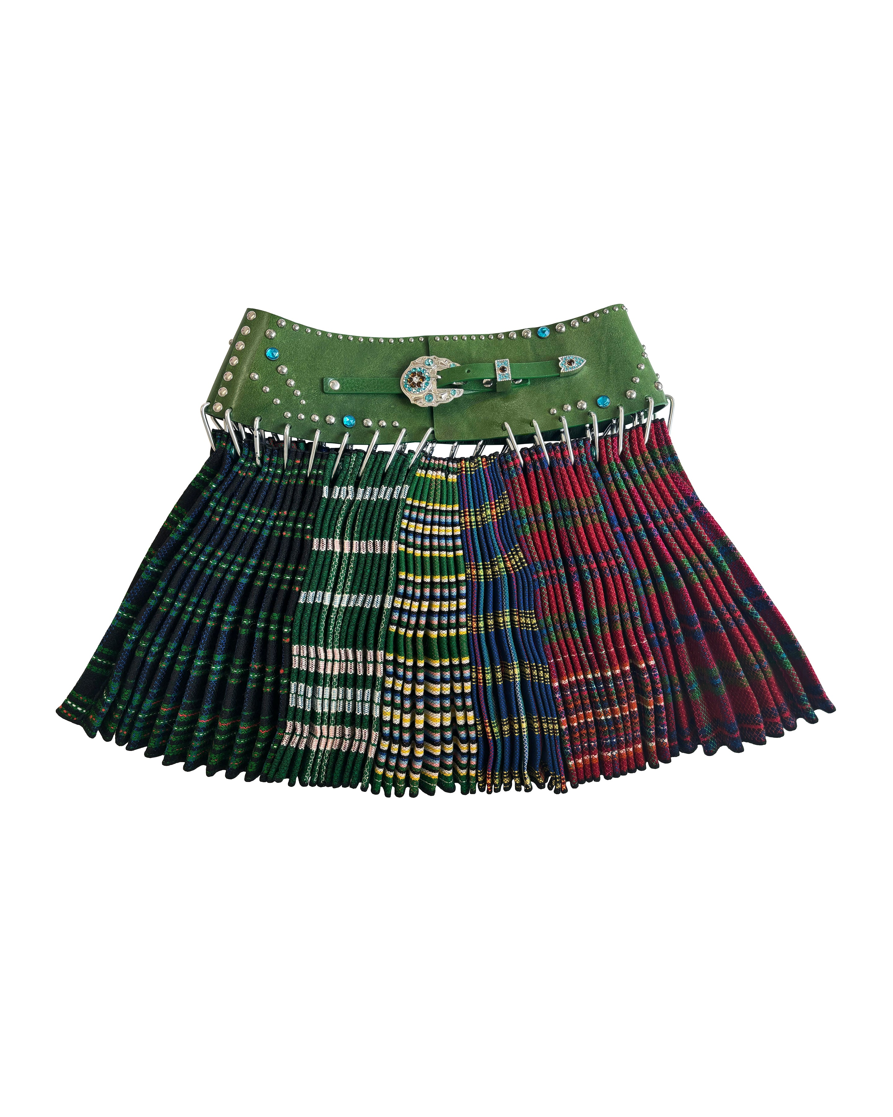 Exclusive Green Folkloric Mini Carabiner Skirt