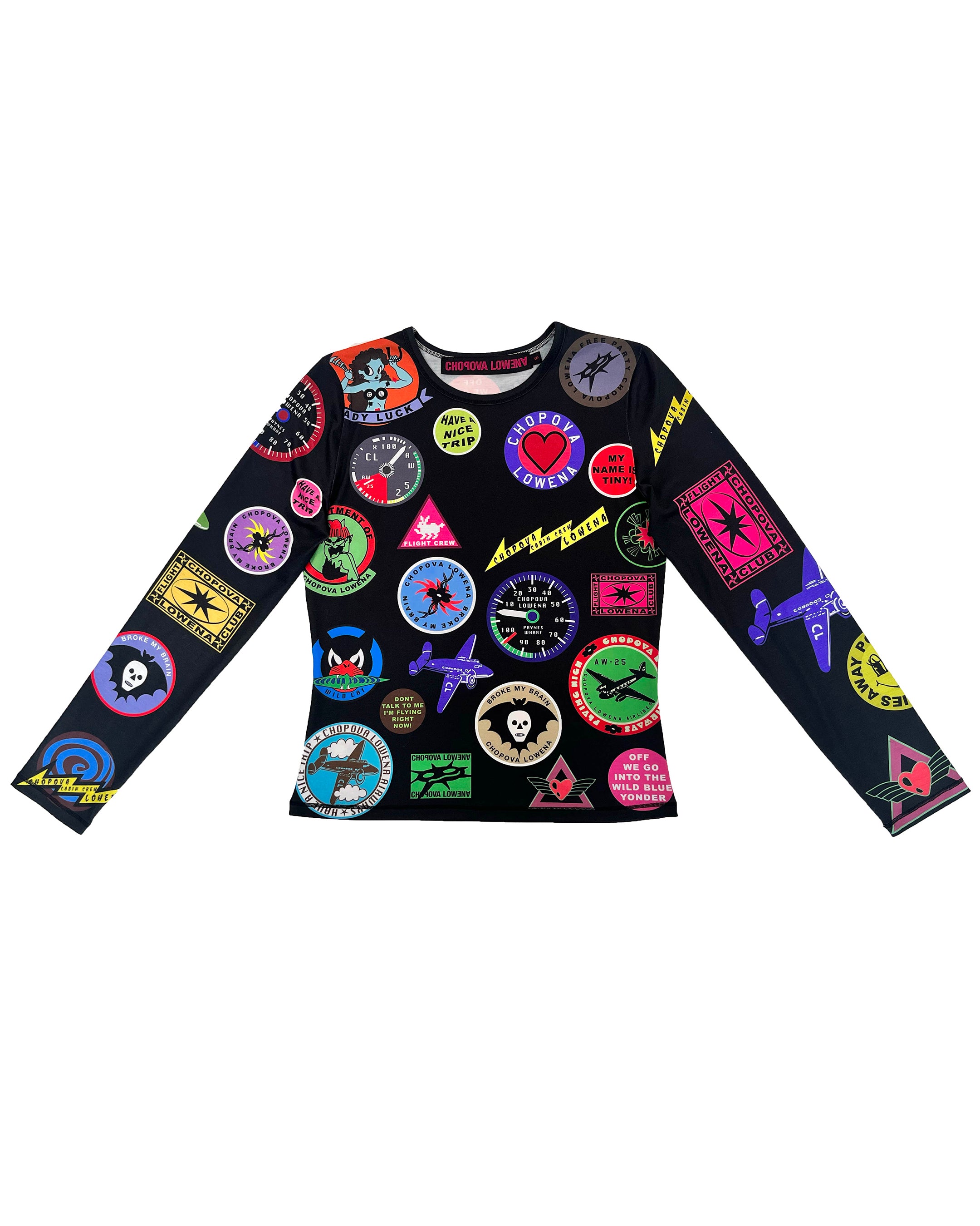 Patch Print Fitted Jersey Top