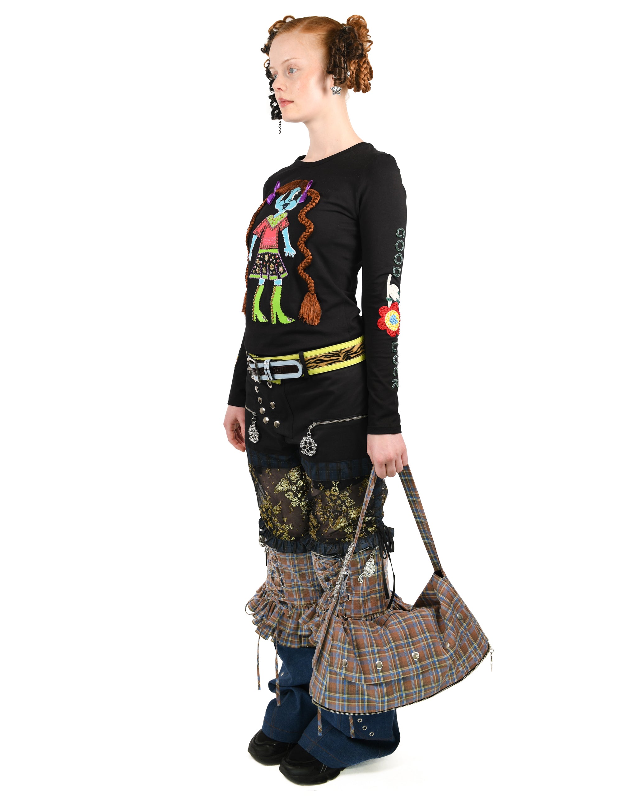 Blue Emma Beaded Jersey Top