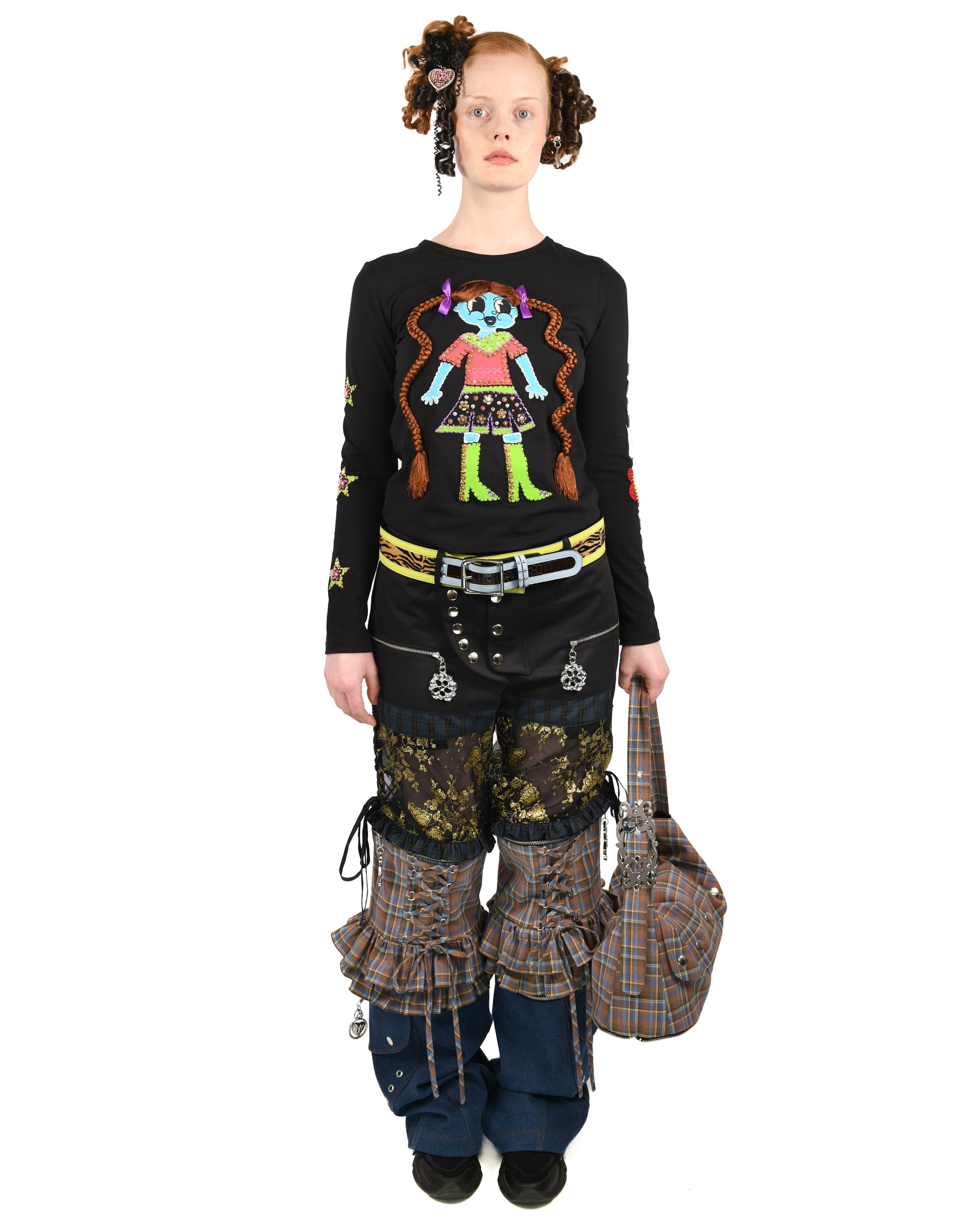 Blue Emma Beaded Jersey Top