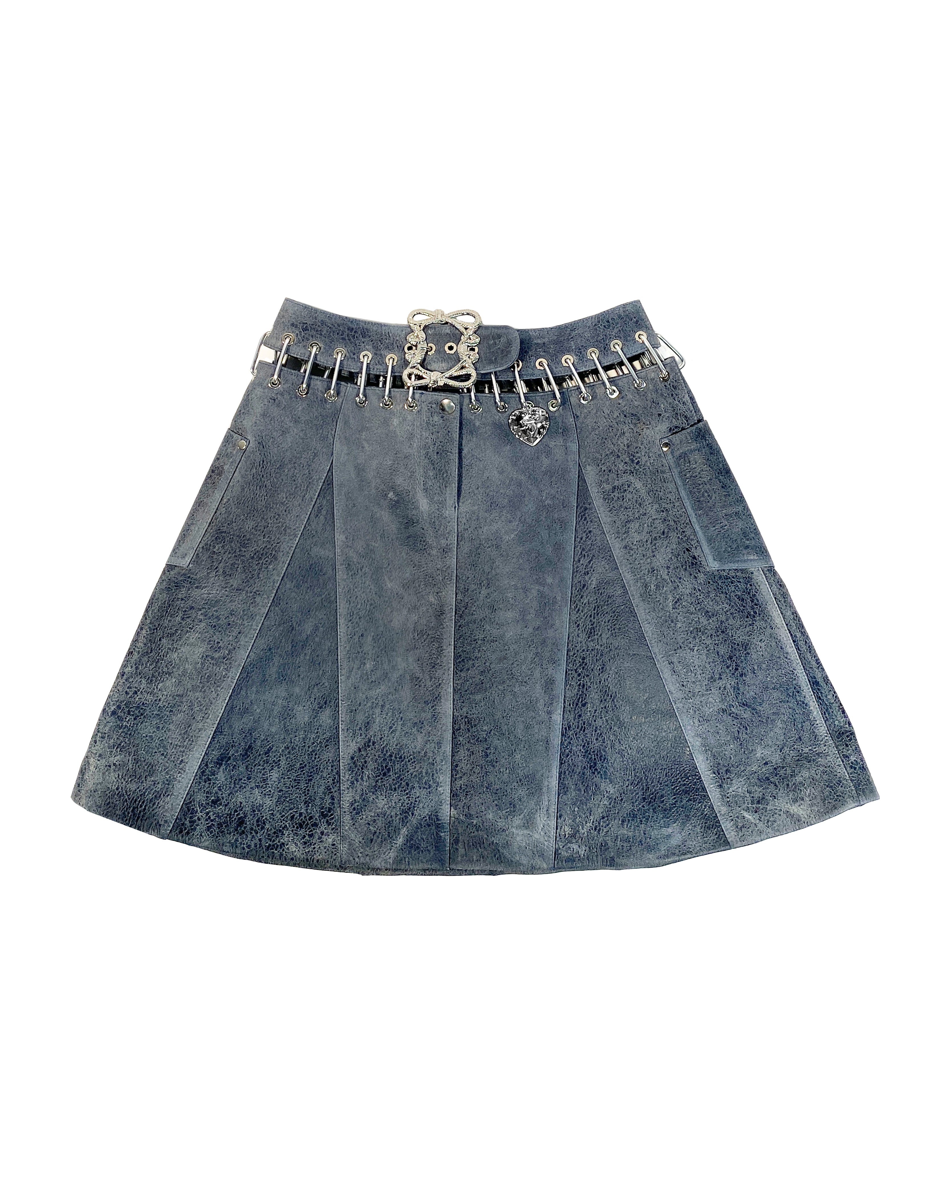 Frances Leather Knee Carabiner Skirt