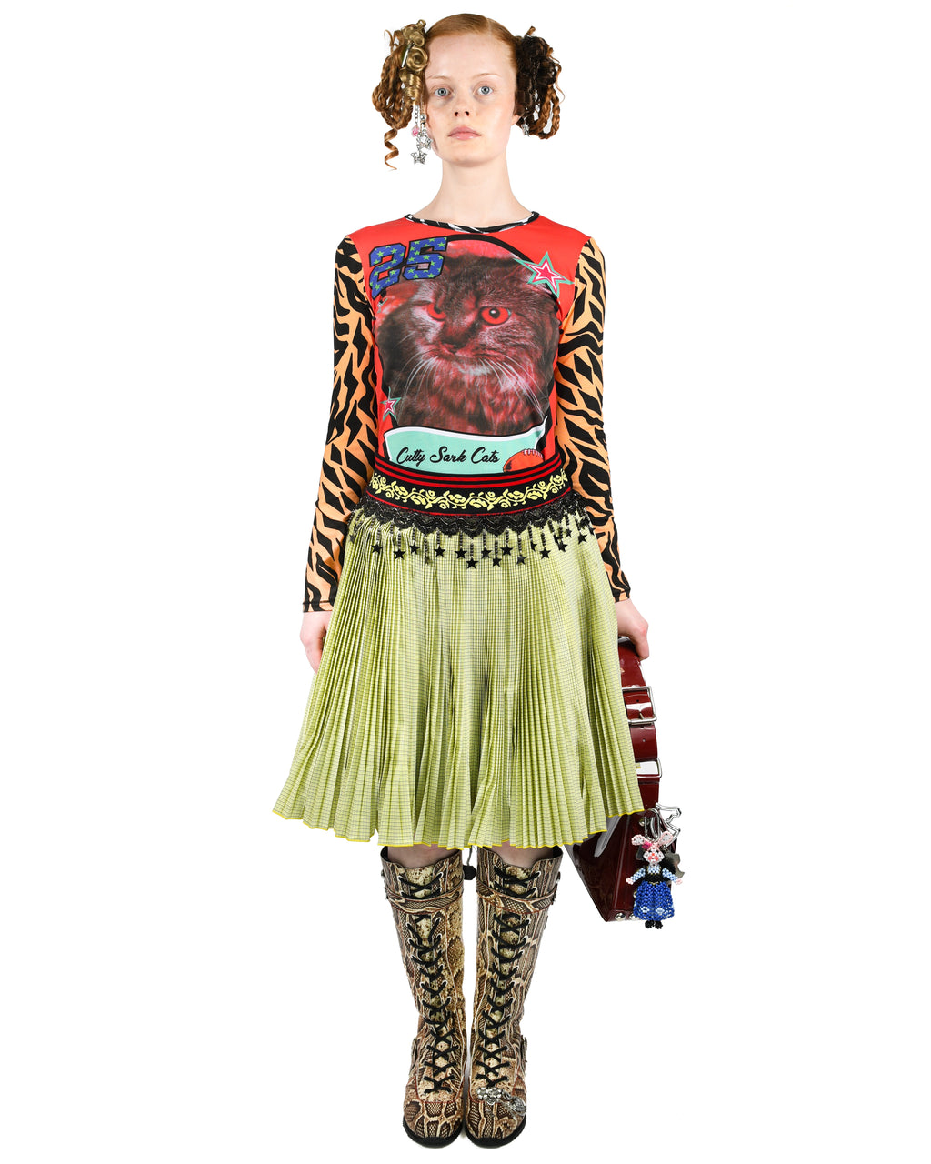 Stacey Yellow Knitted Pleated Knee Skirt