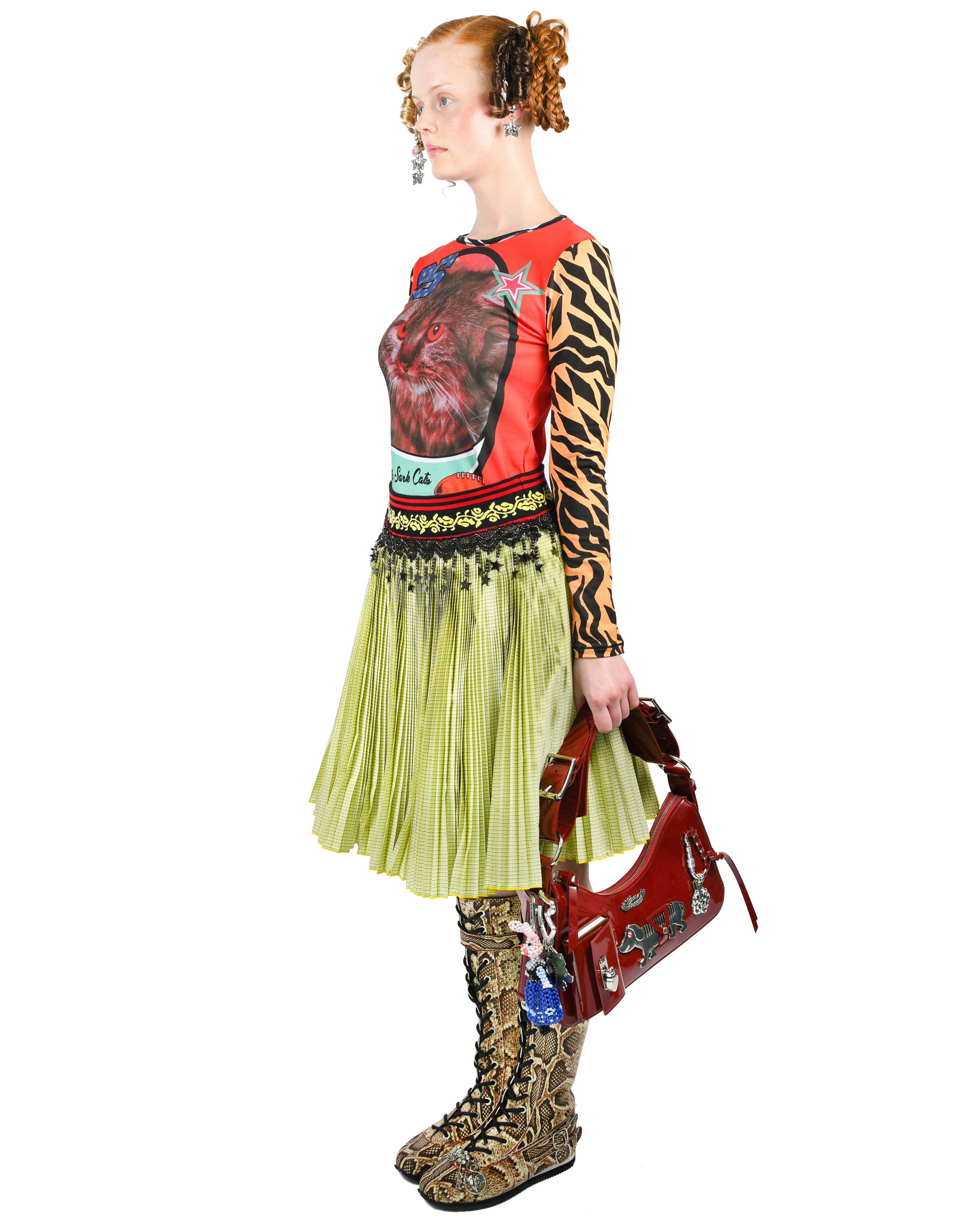 Stacey Yellow Knitted Pleated Knee Skirt