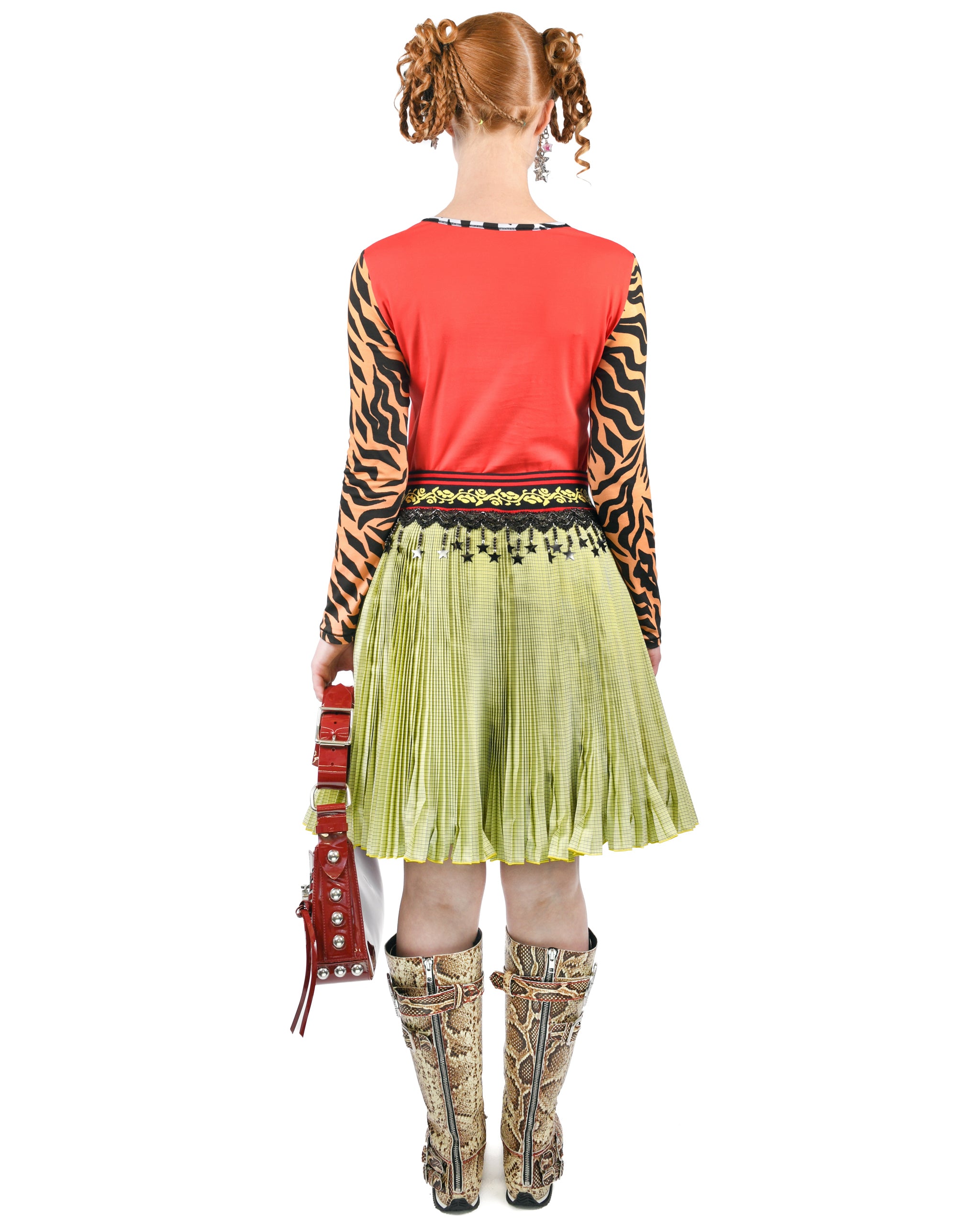 Stacey Yellow Knitted Pleated Knee Skirt