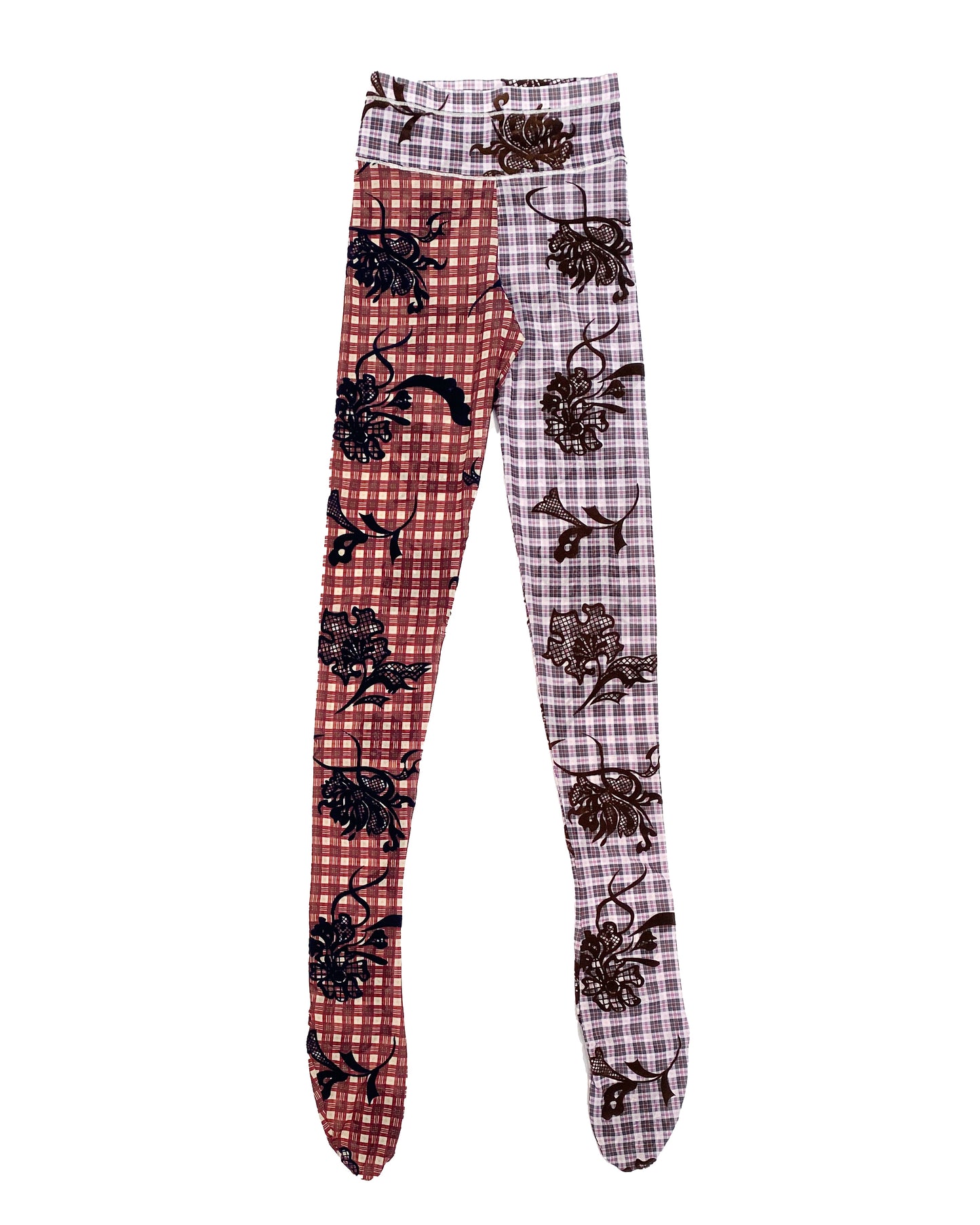 Tartan Flower Flocked Leggings