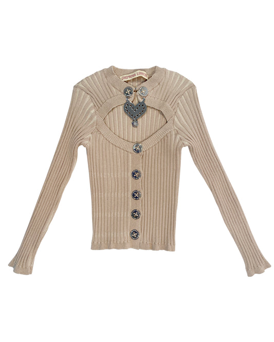 Beige Sweetheart Cardigan