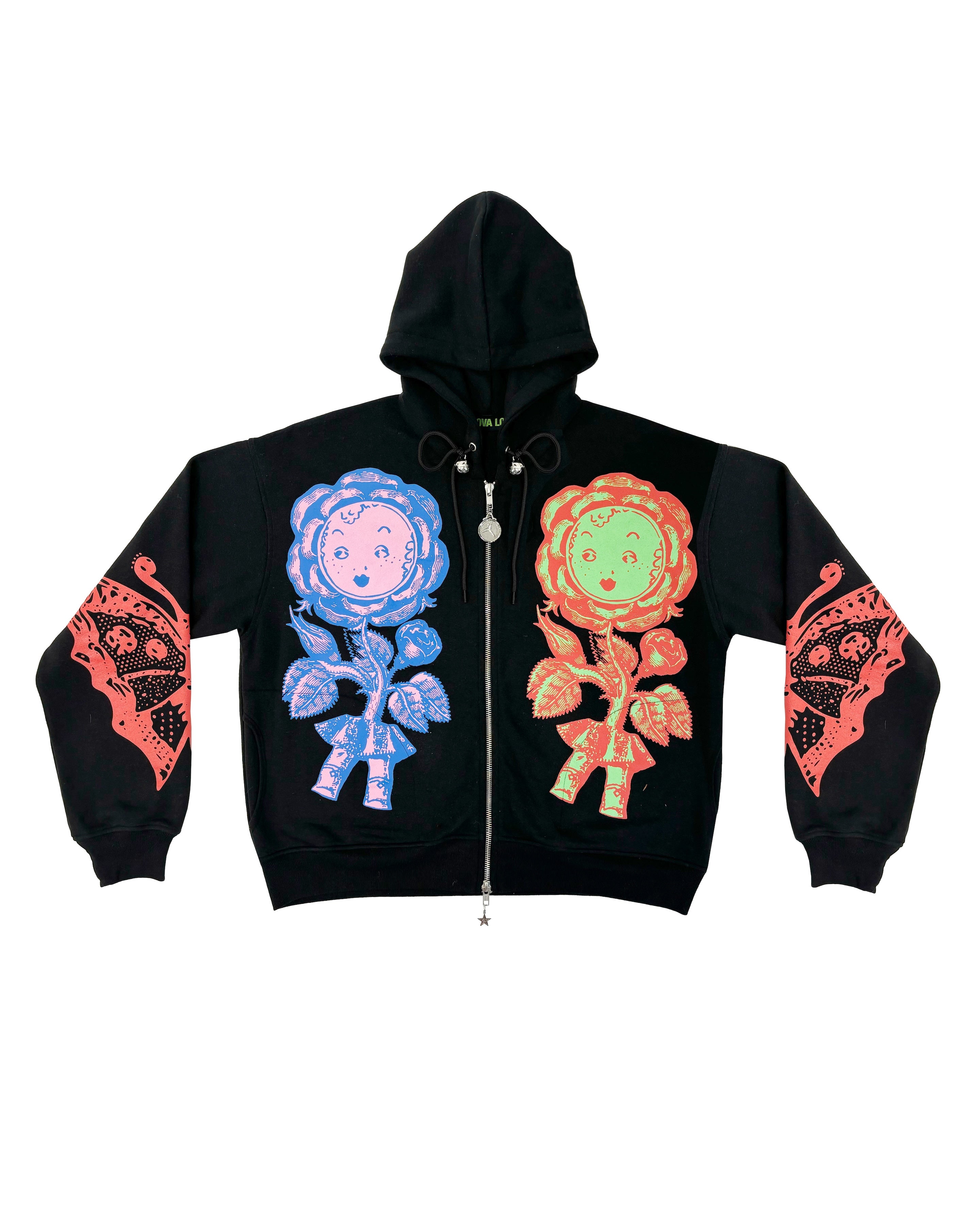 Double Rose Bud Zip Hoodie