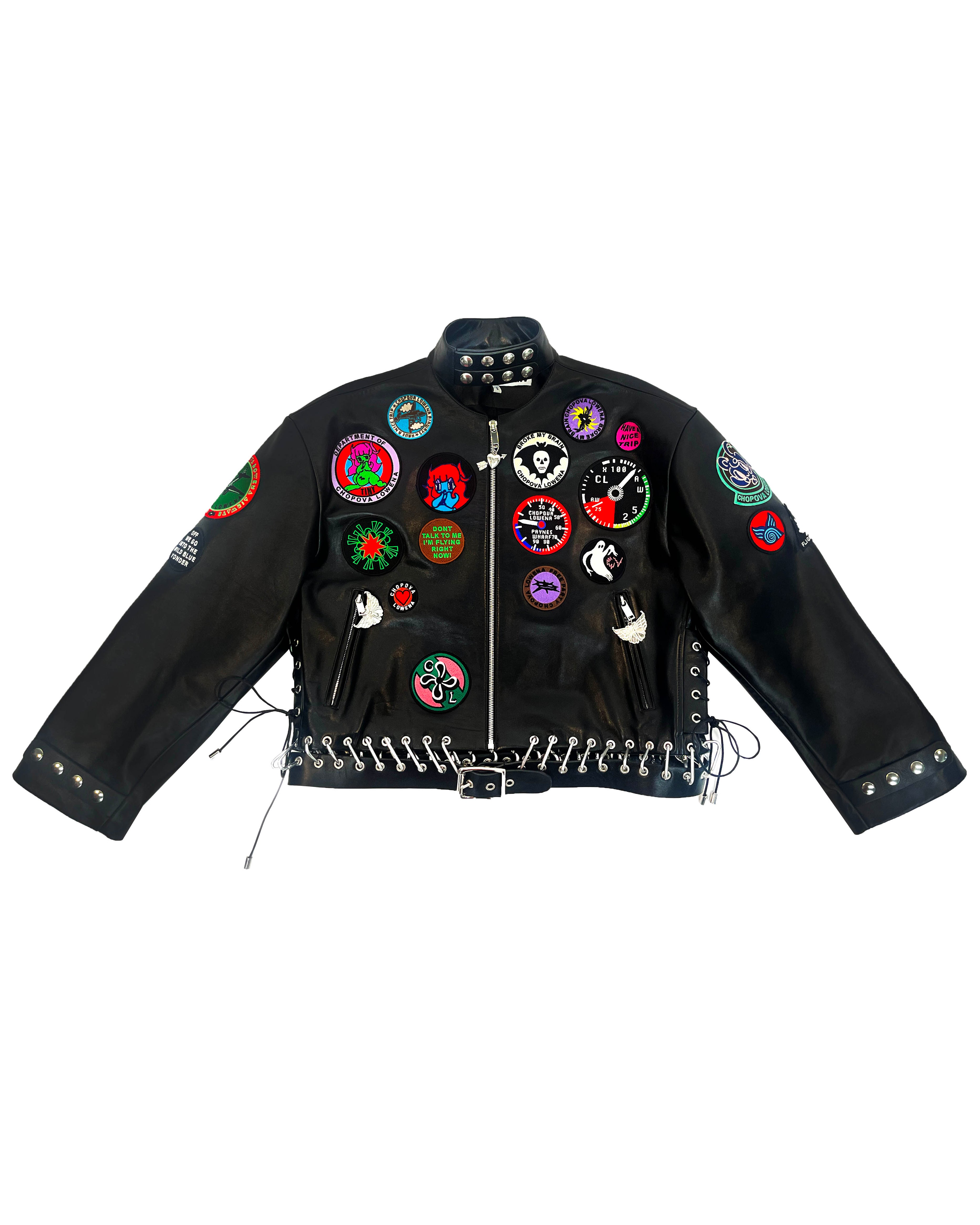 Patch Black Leather Jacket