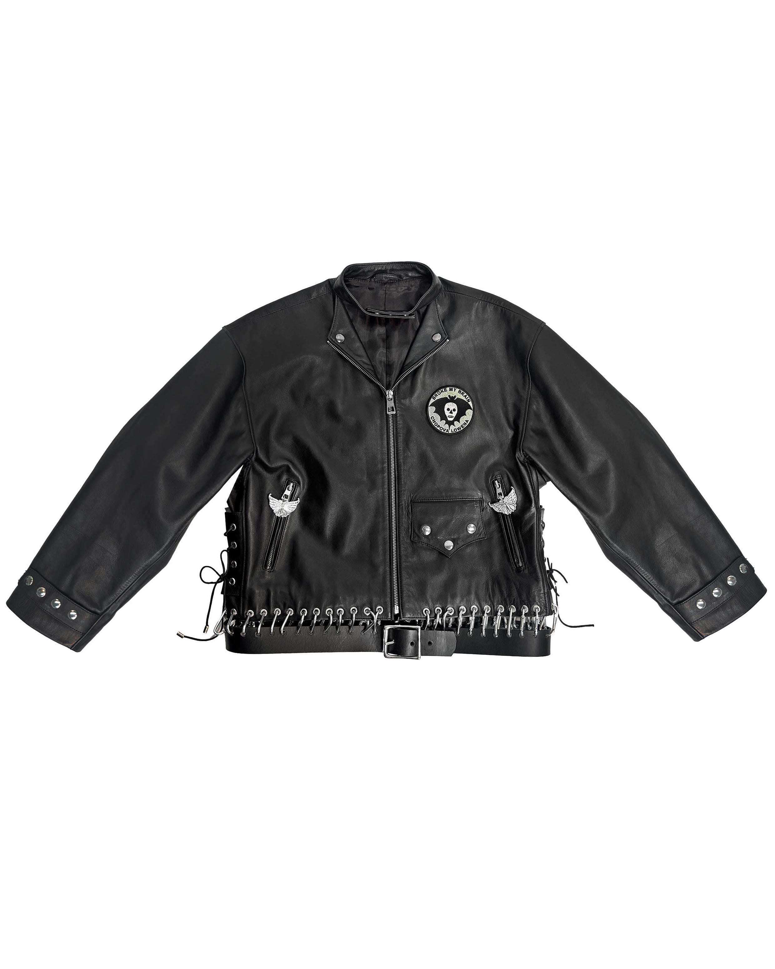 Broke My Brain Black Leather Jacket