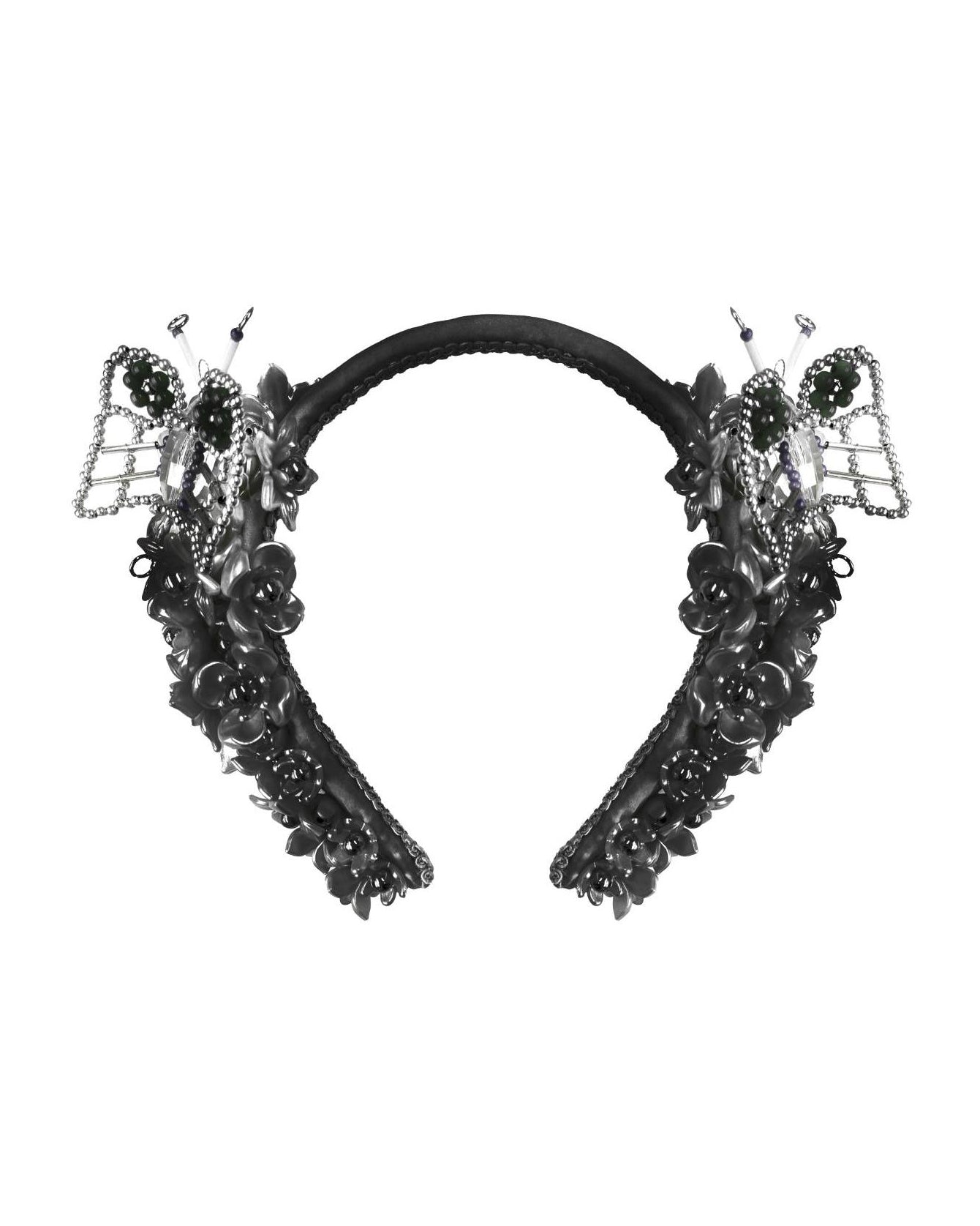 Black Beaded Butterfly Headband