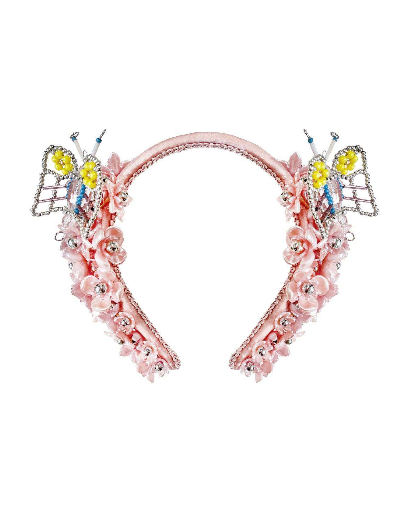 Pink Beaded Butterfly Headband