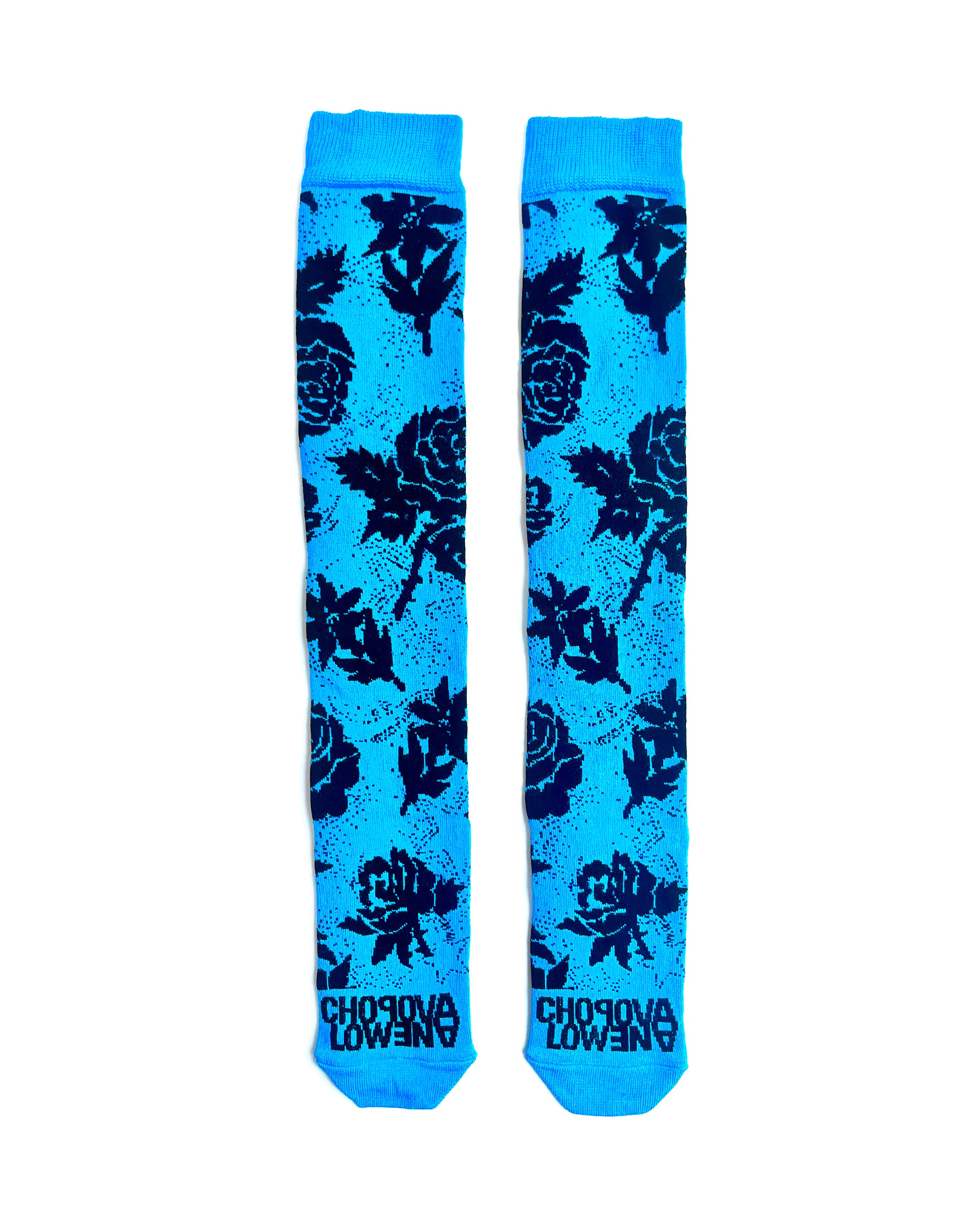 Blue Floral Long Socks
