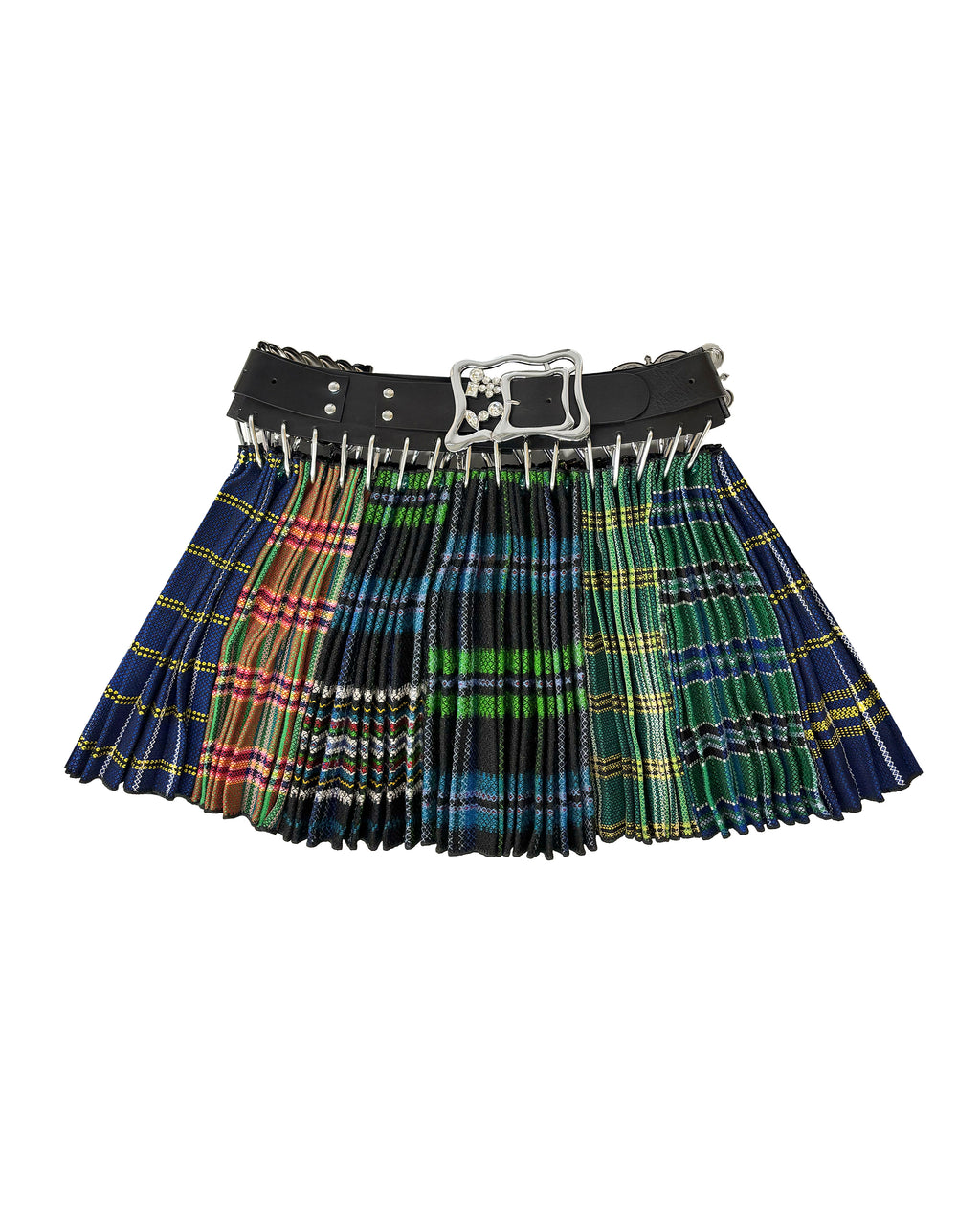 Exclusive Adjustable Belt Green Folkloric Mini Carabiner Skirt