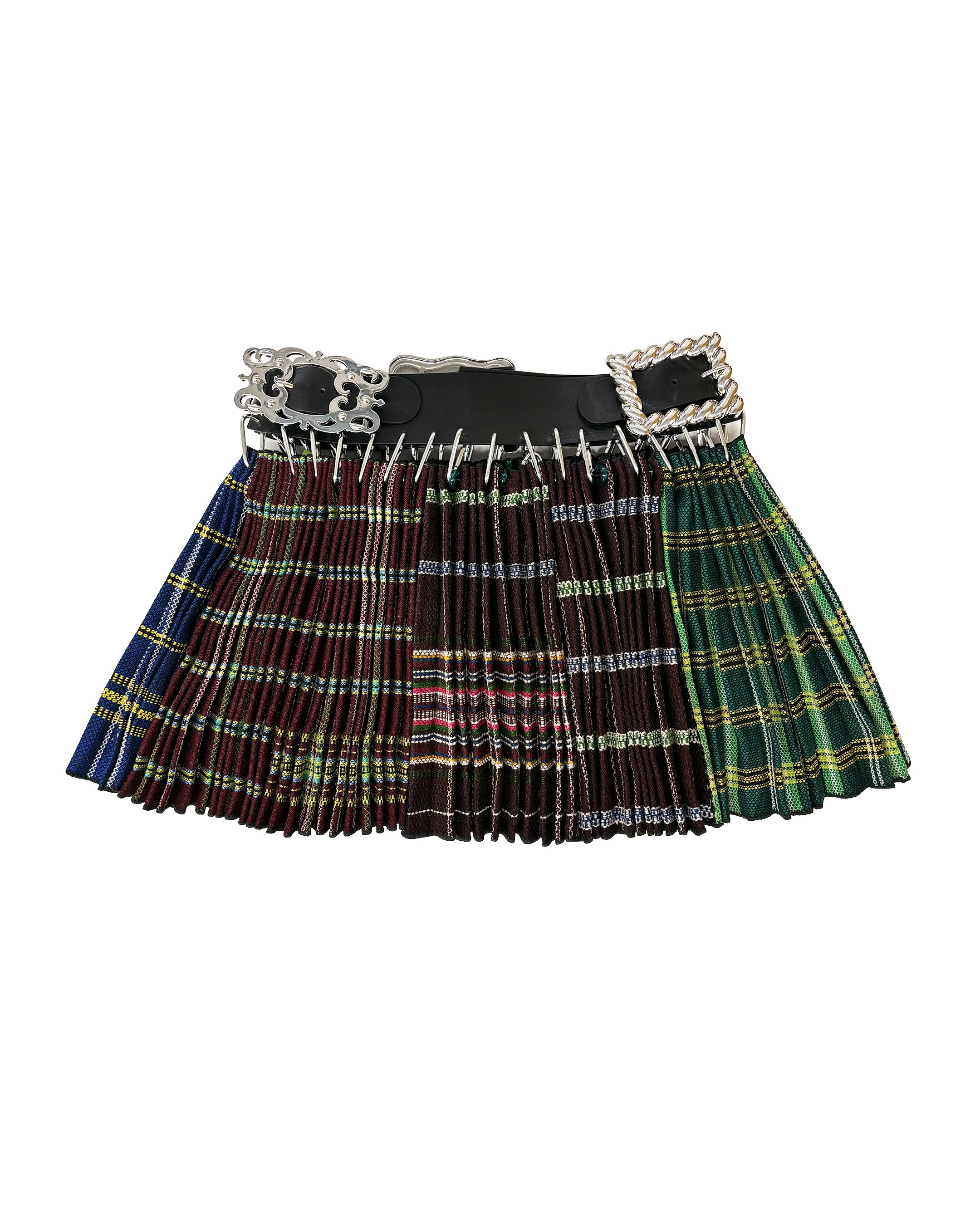 Exclusive Adjustable Belt Green Folkloric Mini Carabiner Skirt