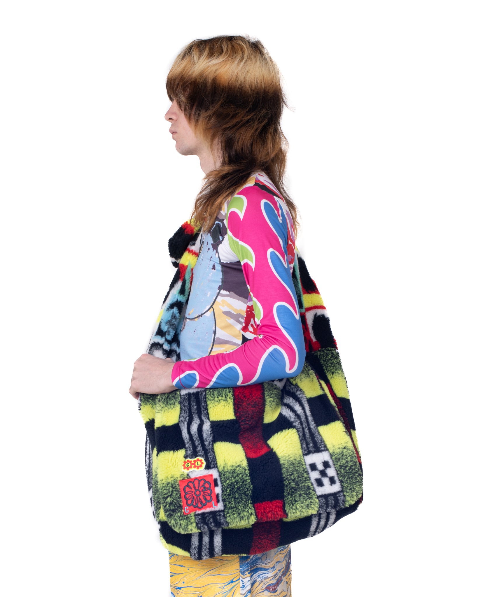 Yellow Printed Fleece Bag