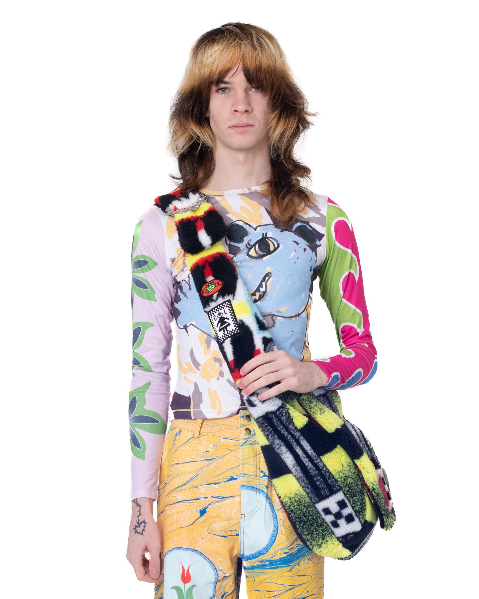 Yellow Printed Fleece Bag