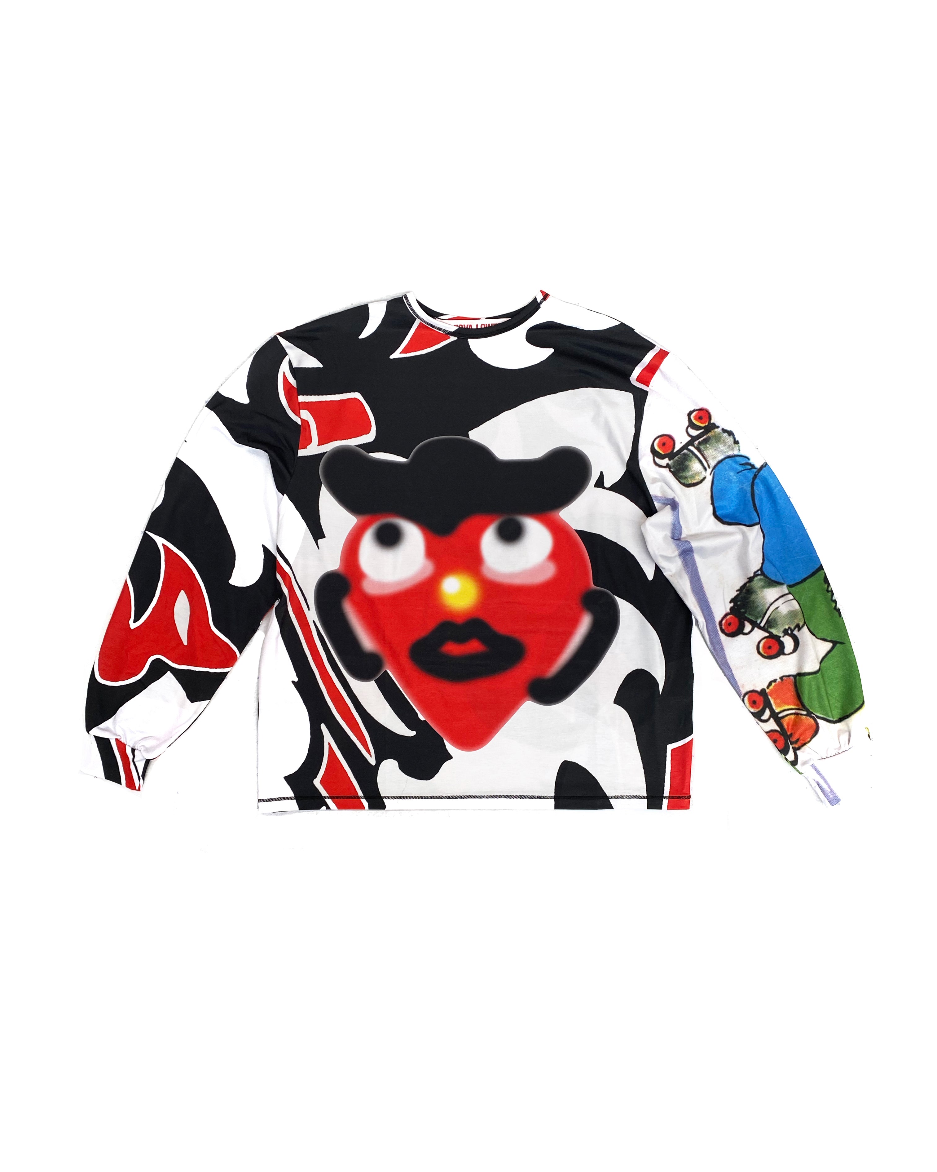 Red Head Black Hat Oversized Jersey Top