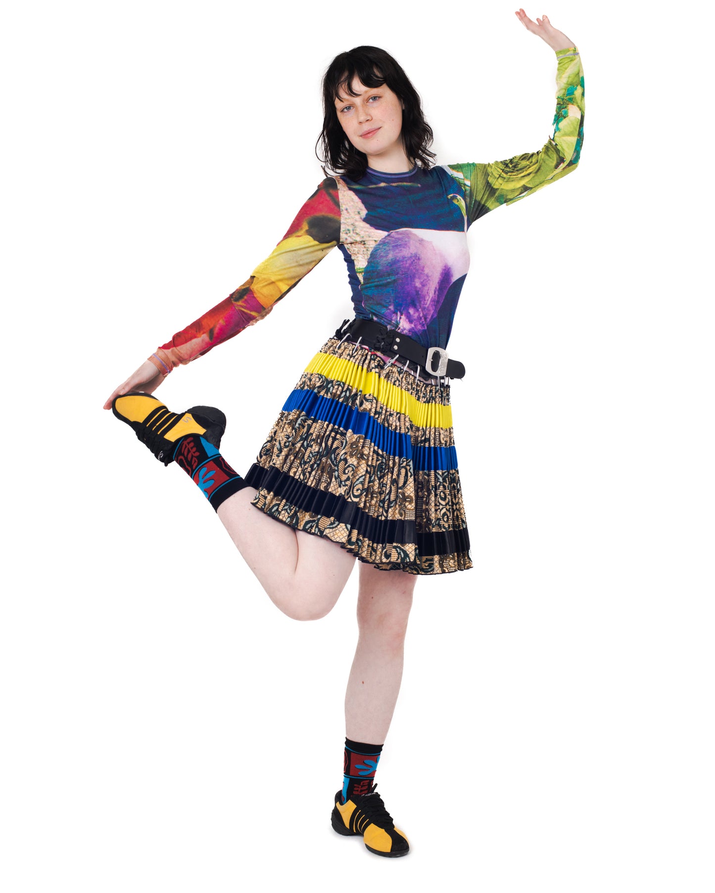 Tapestry Stripe Laced Belt Skirt