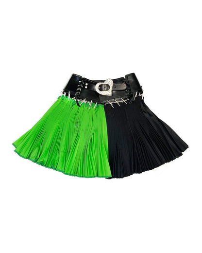Black Belt Lime Mini Skirt