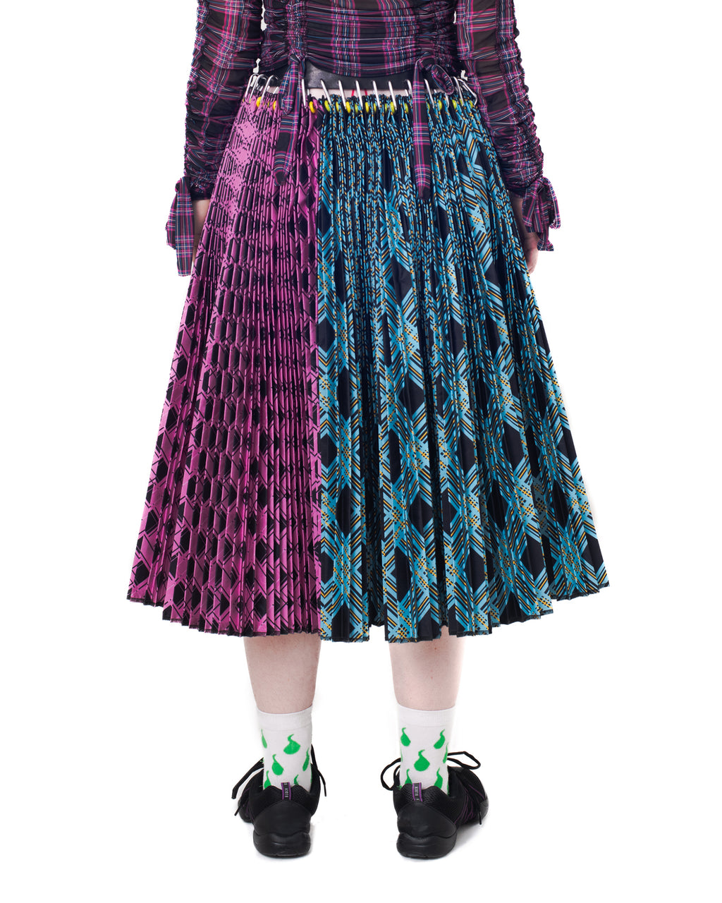 Black Belt Argyle Midi Skirt