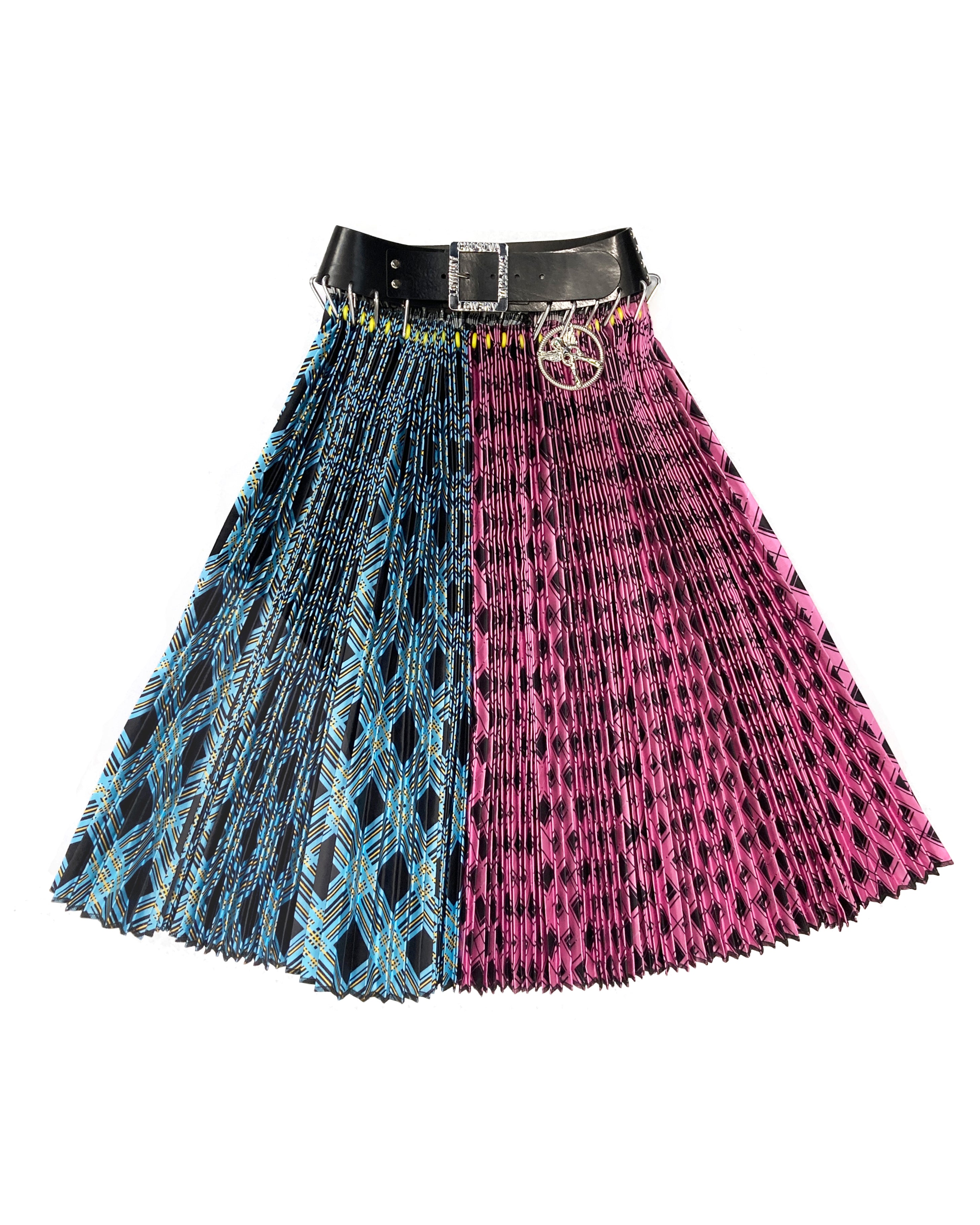 Black Belt Argyle Midi Skirt