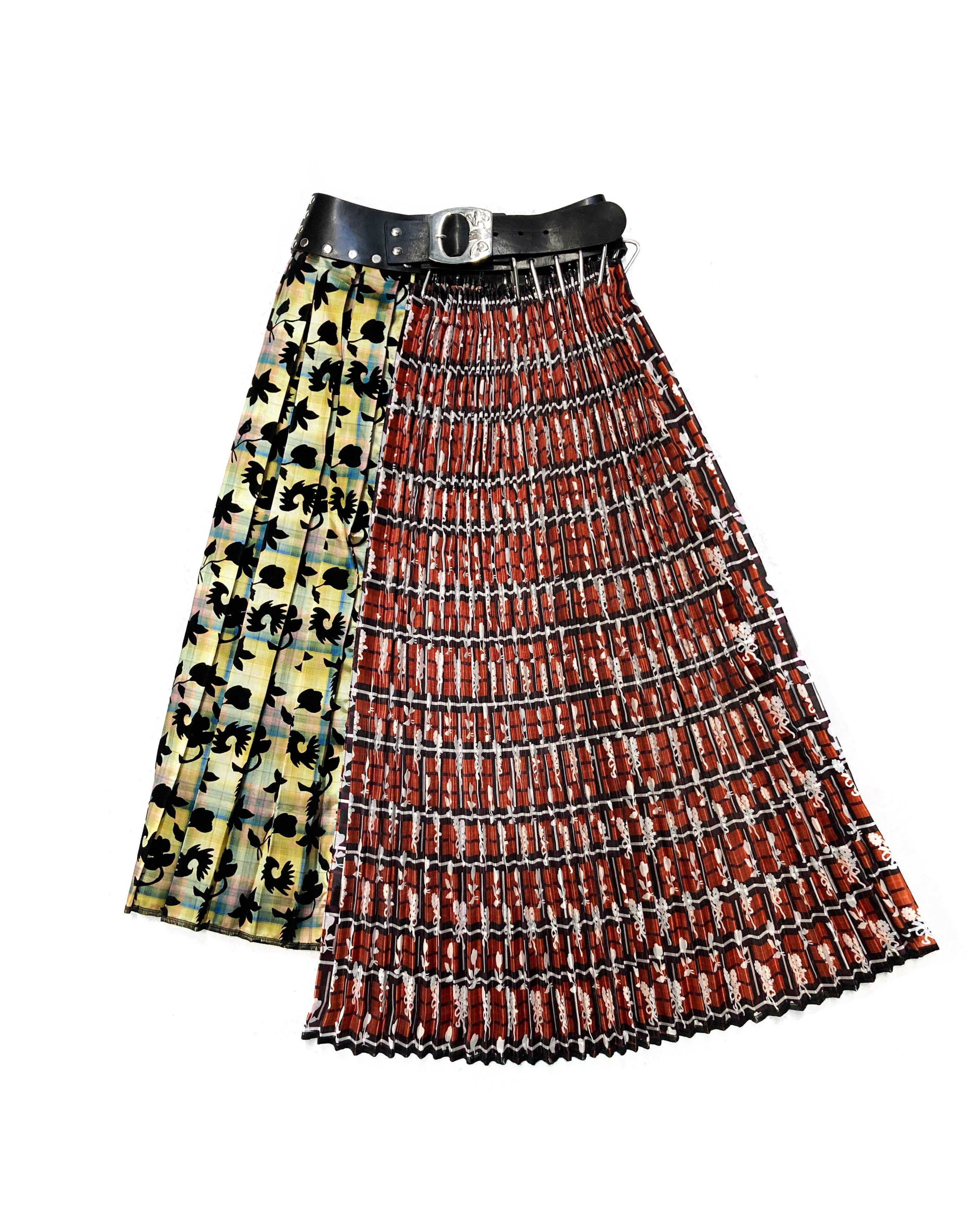 Black Belt Mix Flock Midi Skirt