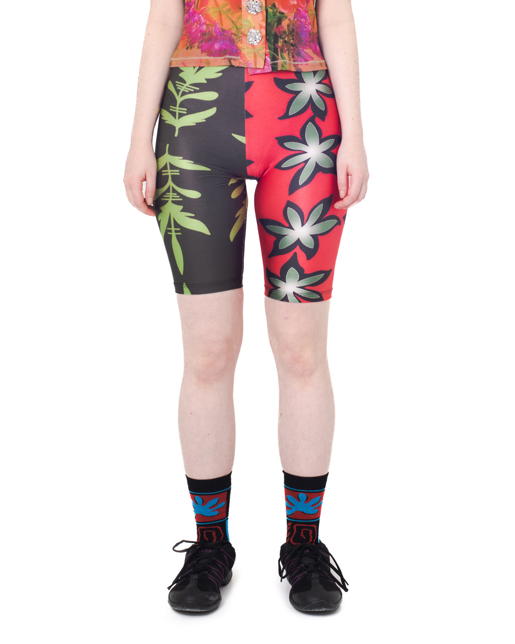 Leaf and Flower Bike Shorts