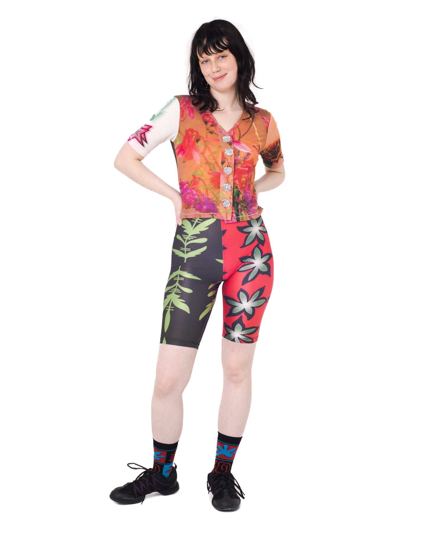 Leaf and Flower Bike Shorts