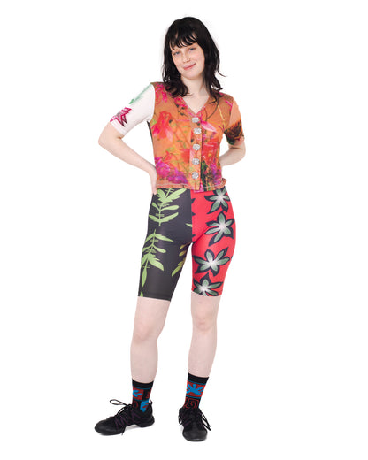 Leaf and Flower Bike Shorts