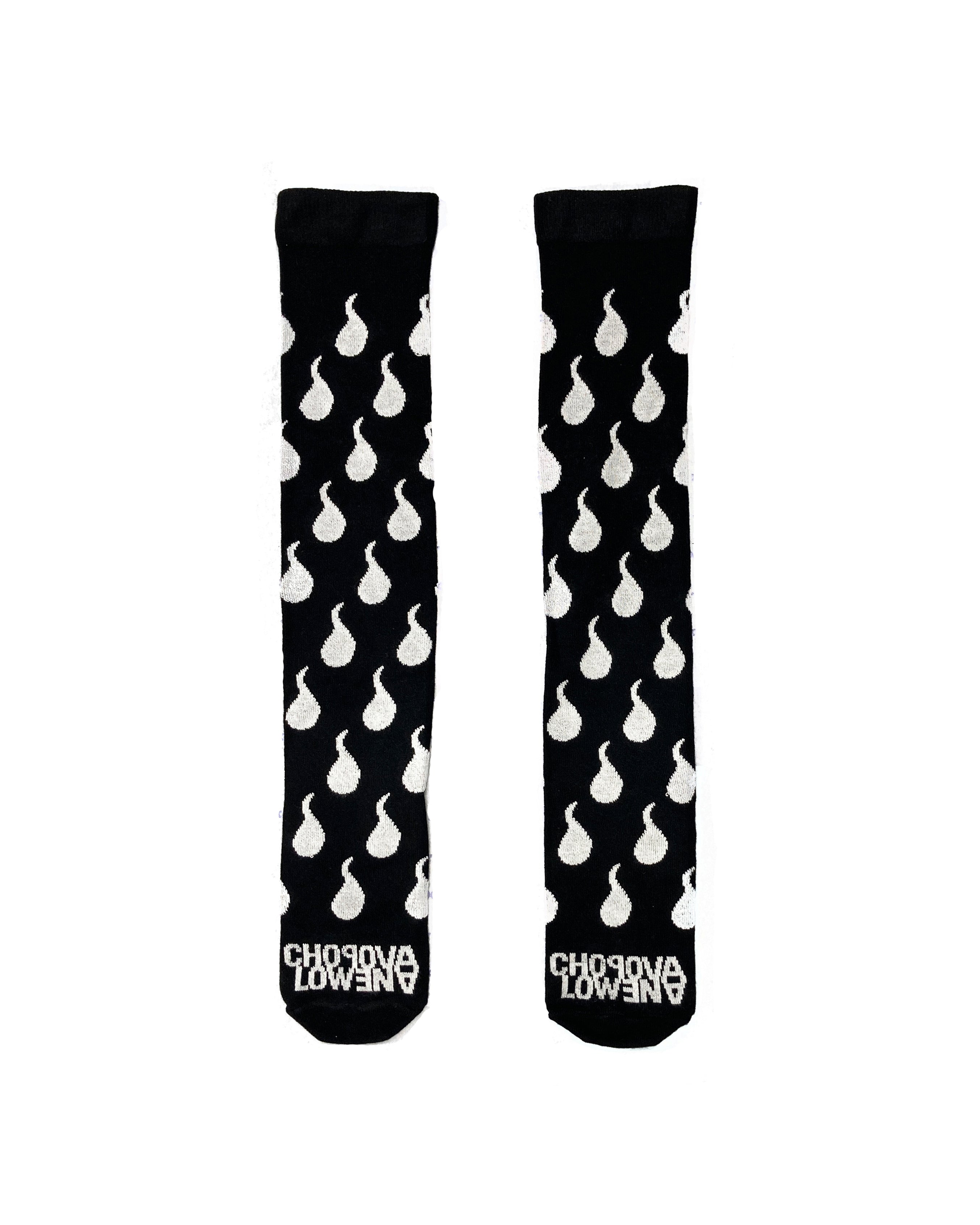 Black Squiggle Long Socks