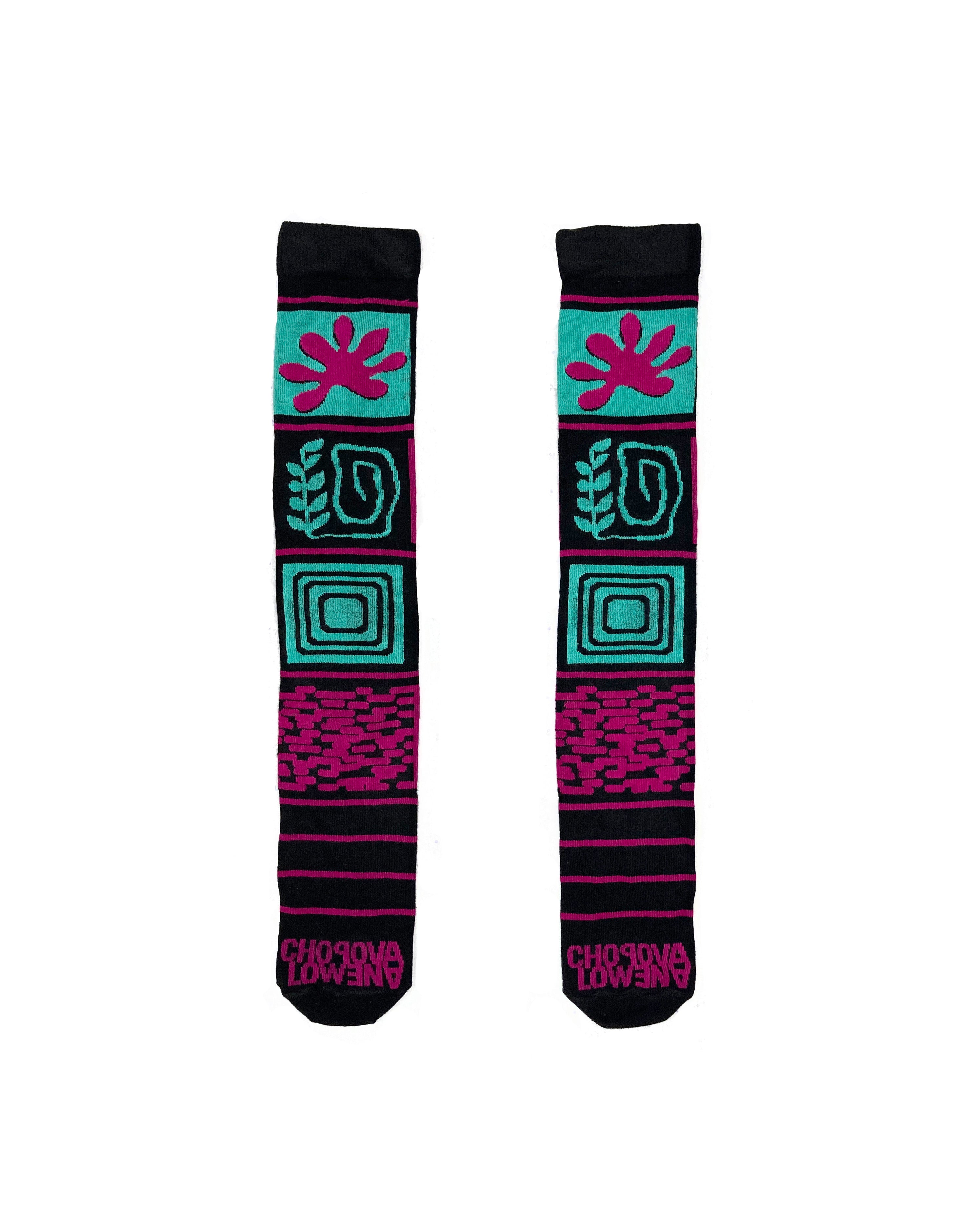 Geo Flower Long Socks