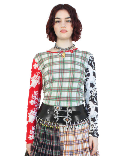 Plaid Palooza Fitted Mesh Top