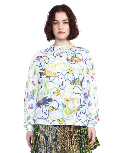 Fish Everywhere Oversized Jersey Top