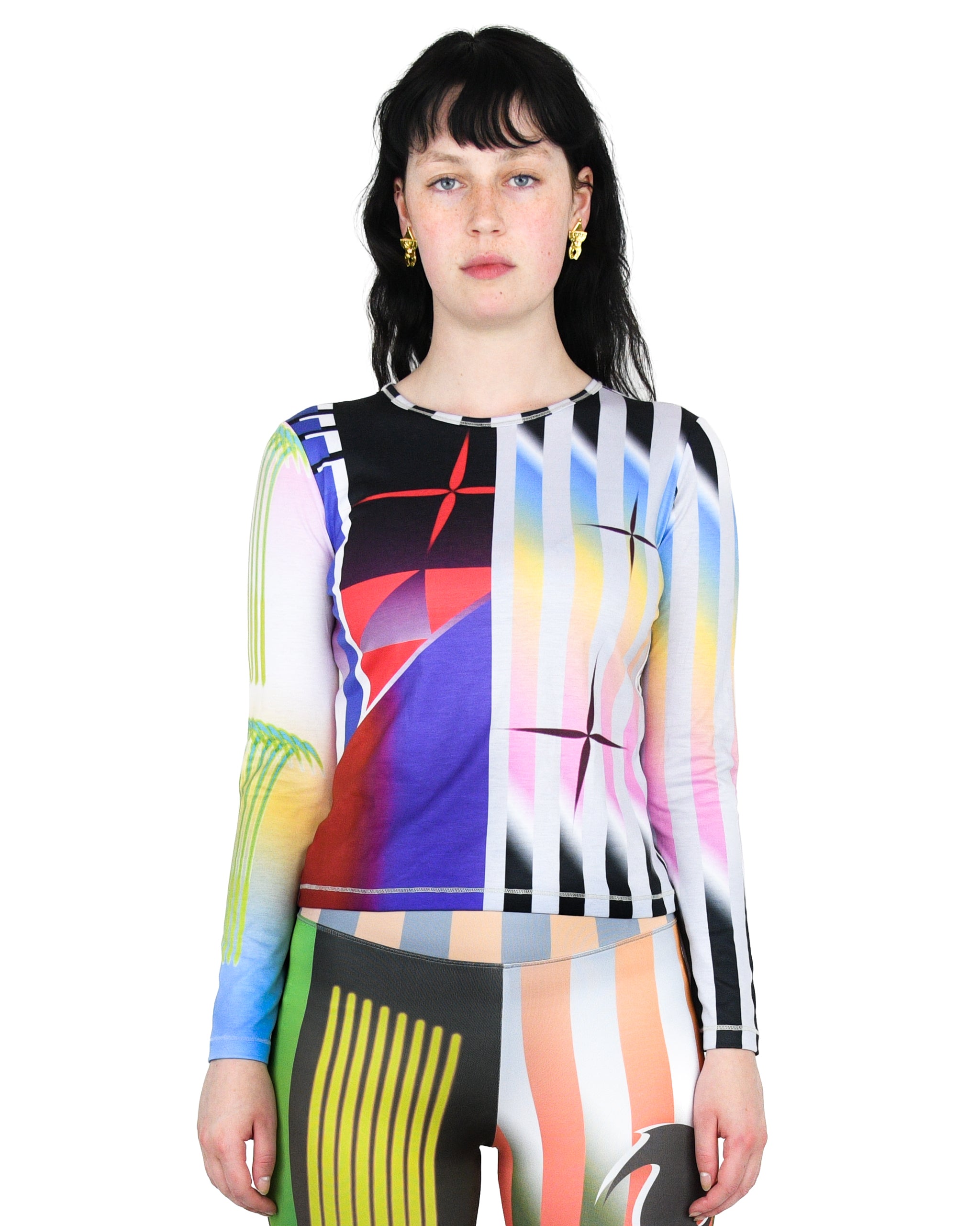 Ski Print Fitted Jersey Top