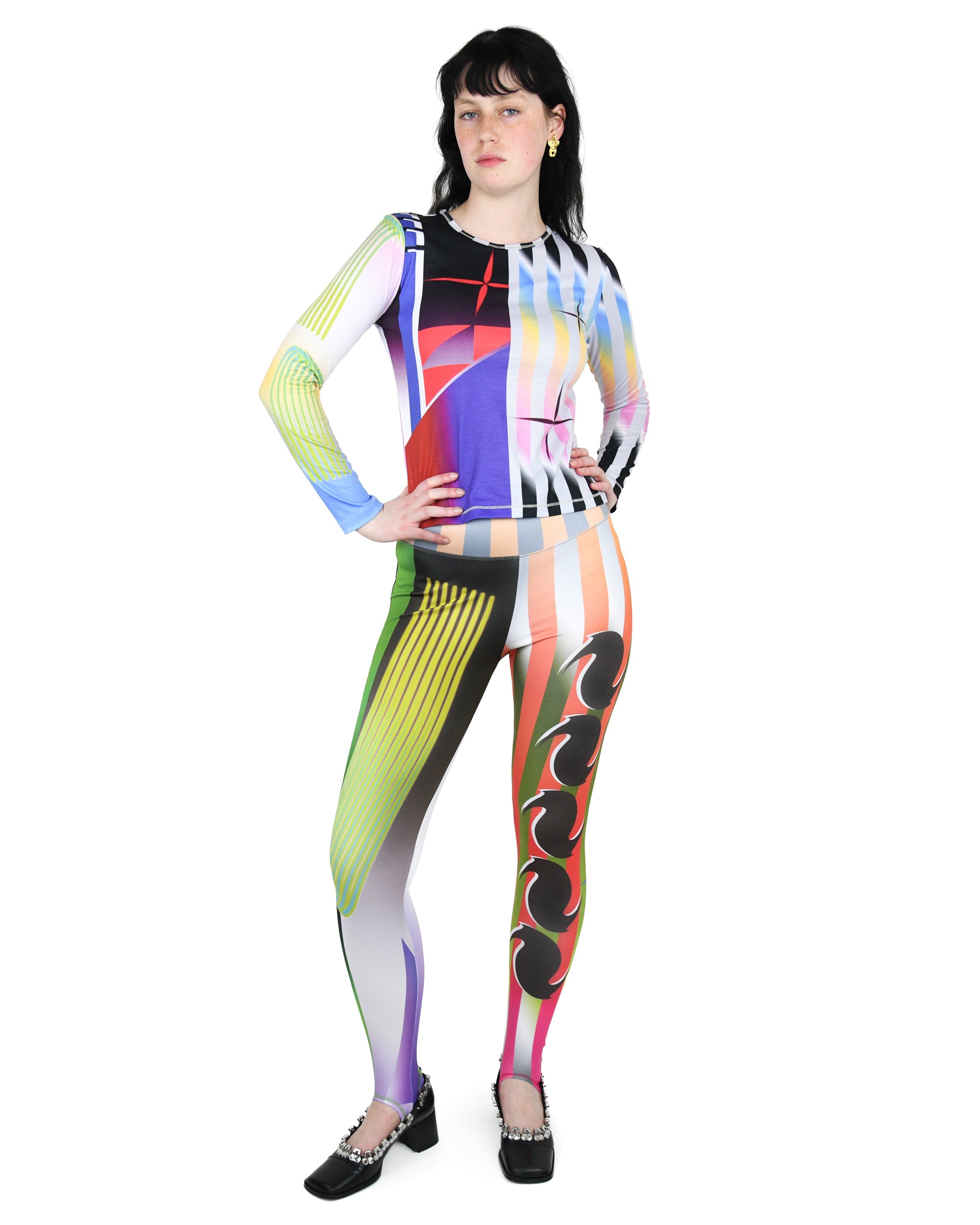 Ski Print Fitted Jersey Top