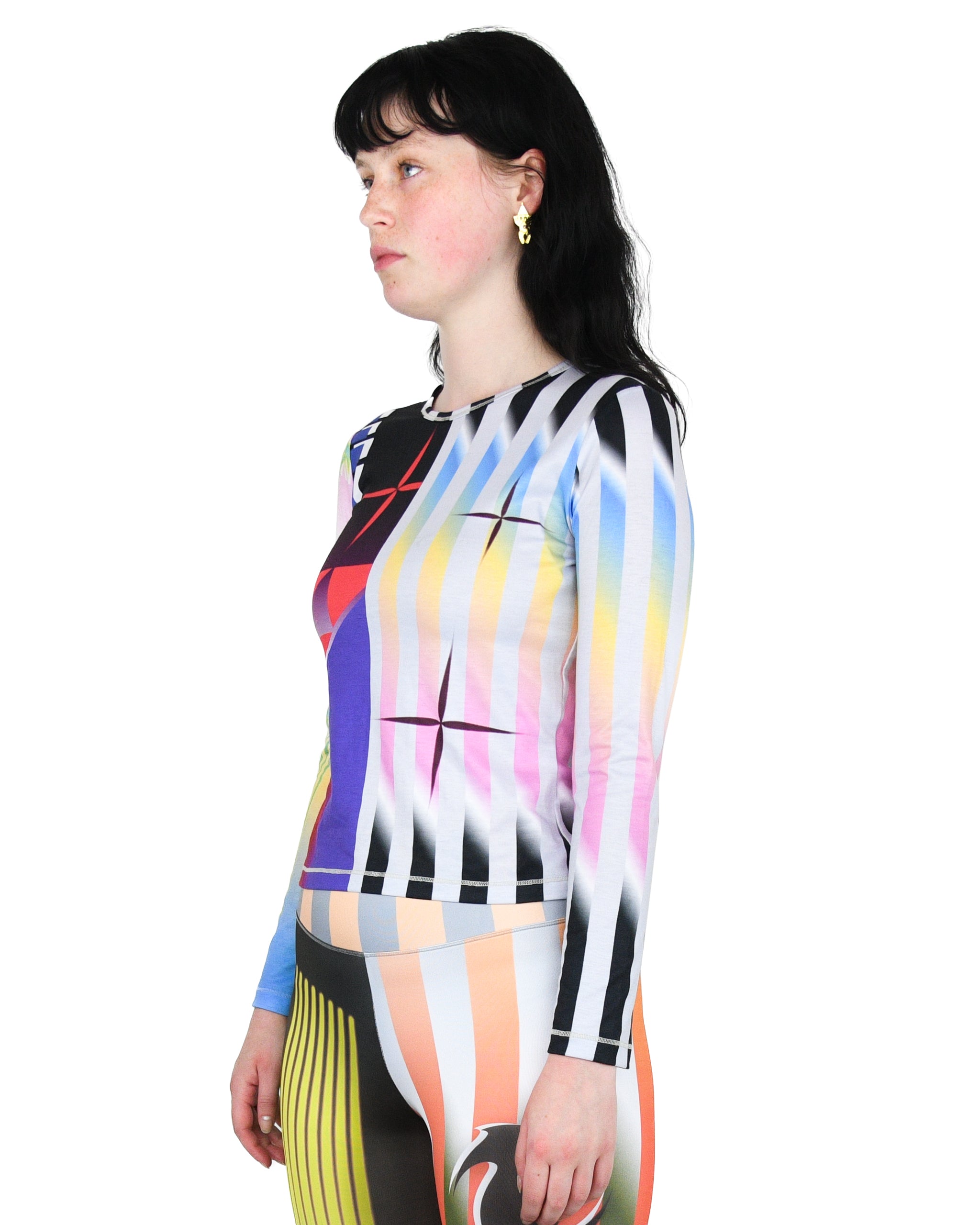 Ski Print Fitted Jersey Top