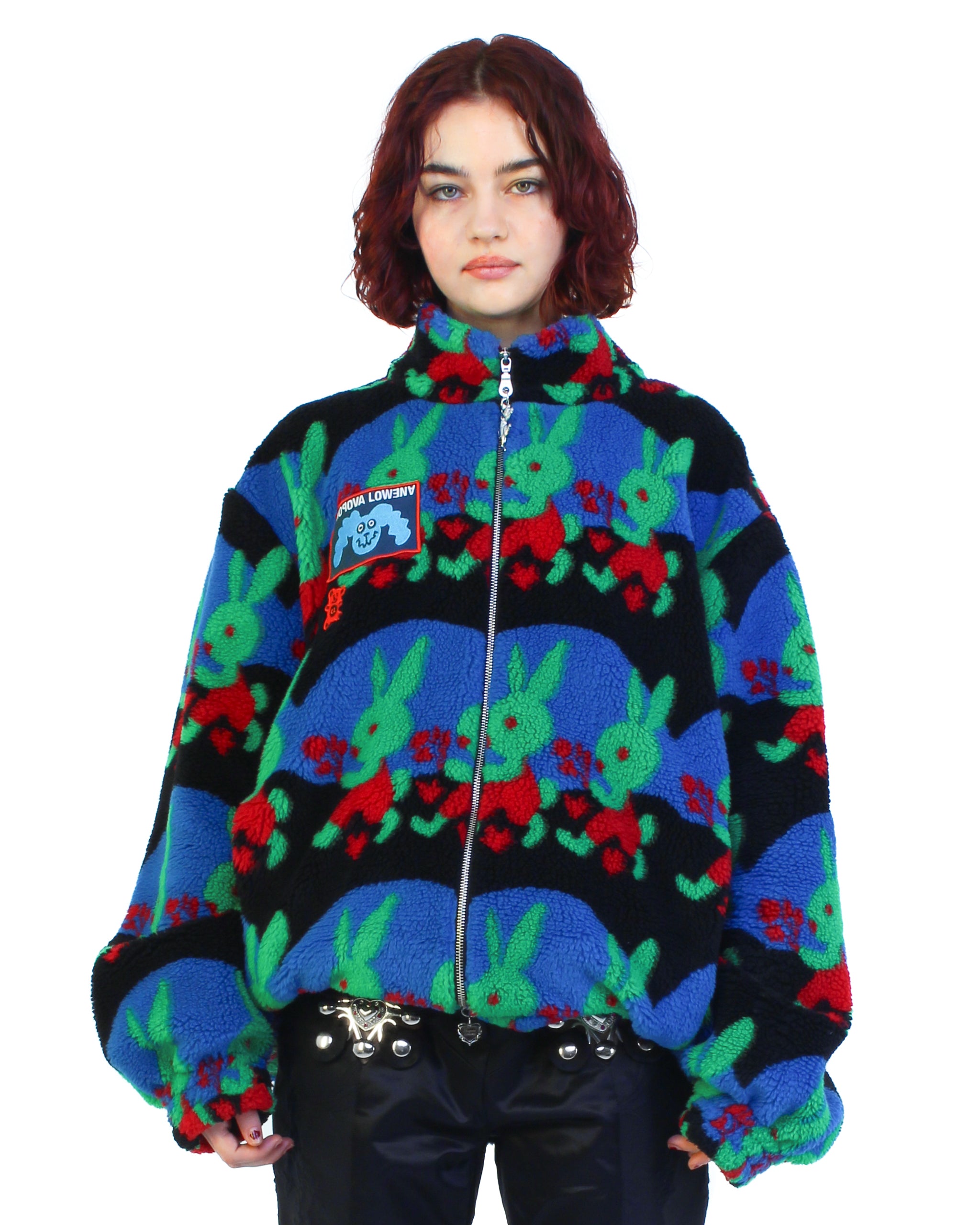 Bunny Oversized Fleece Black and Multi