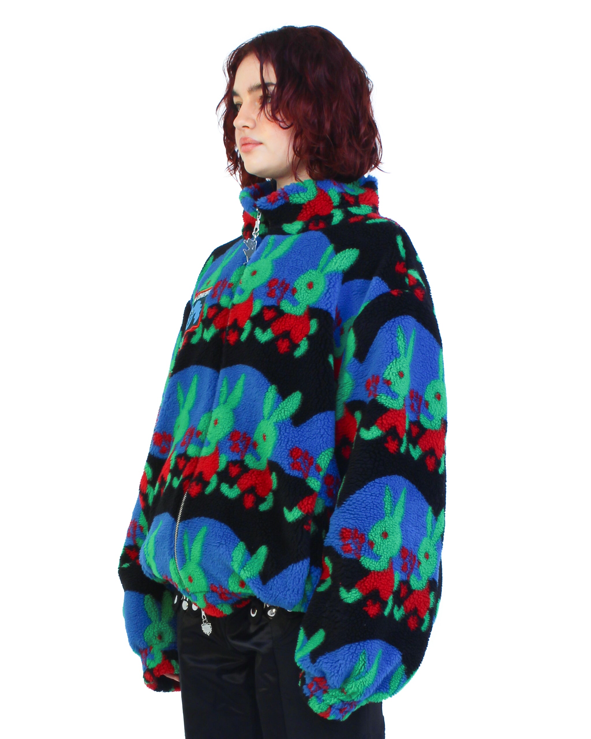 Bunny Oversized Fleece Black and Multi