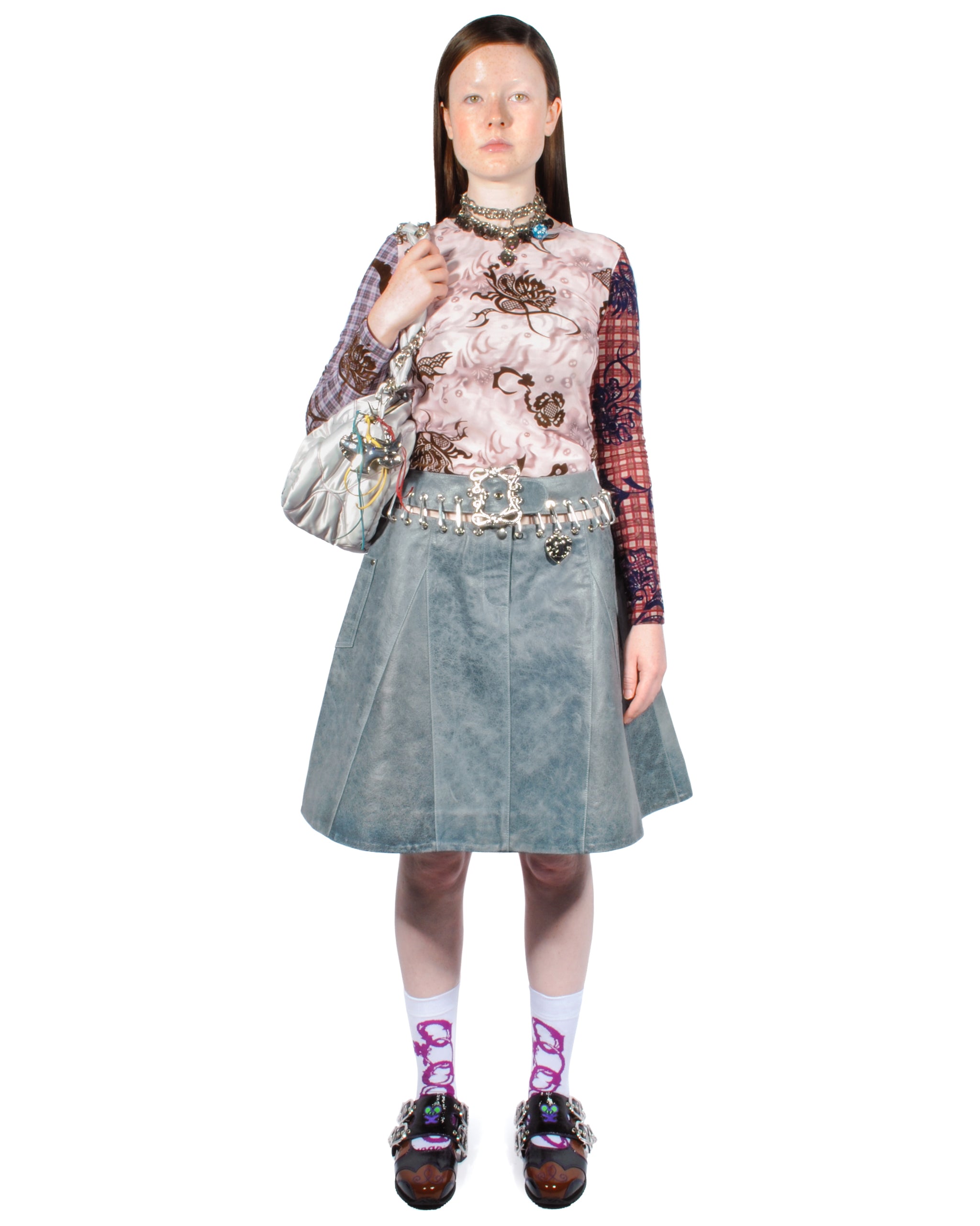 Frances Leather Knee Carabiner Skirt